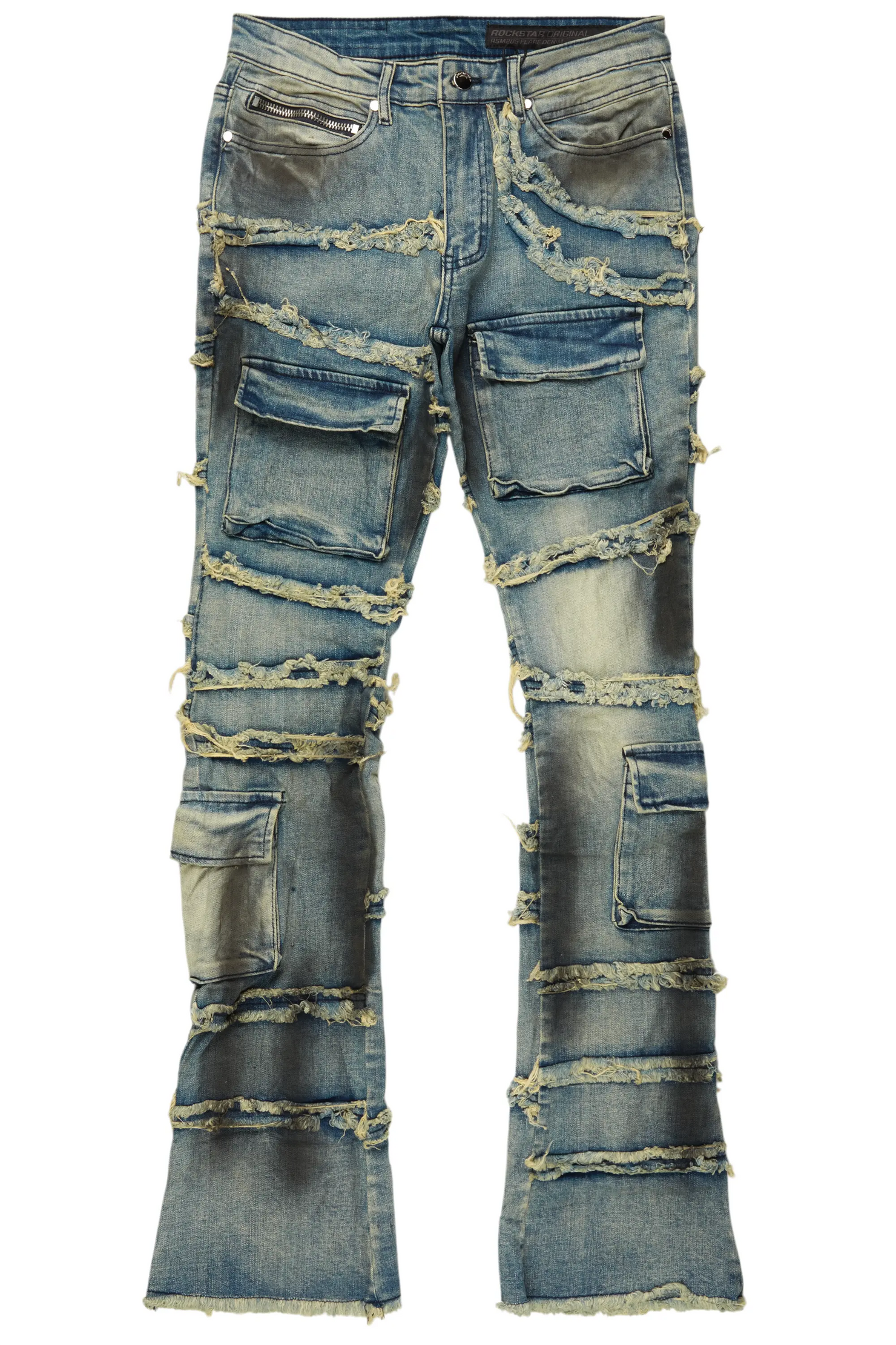 Yves Blue Stacked Flare Cargo Jean