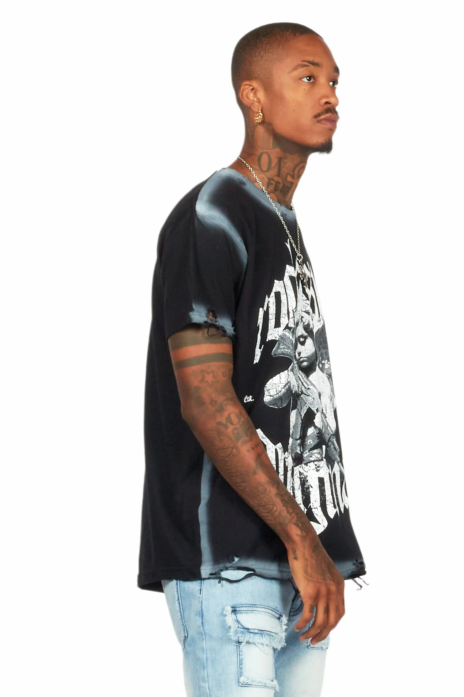 Katz Black Oversized Graphic T-Shirt