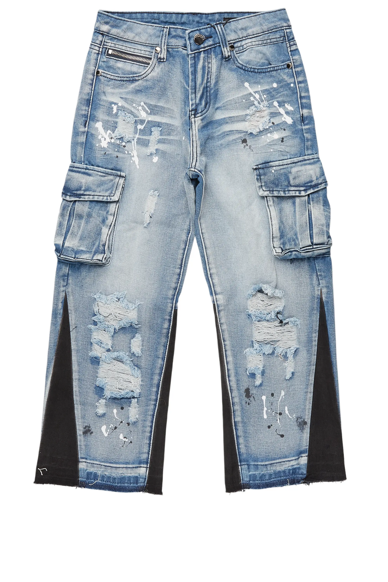 Girls Dubaku Blue Cargo Baggy Fit Jean