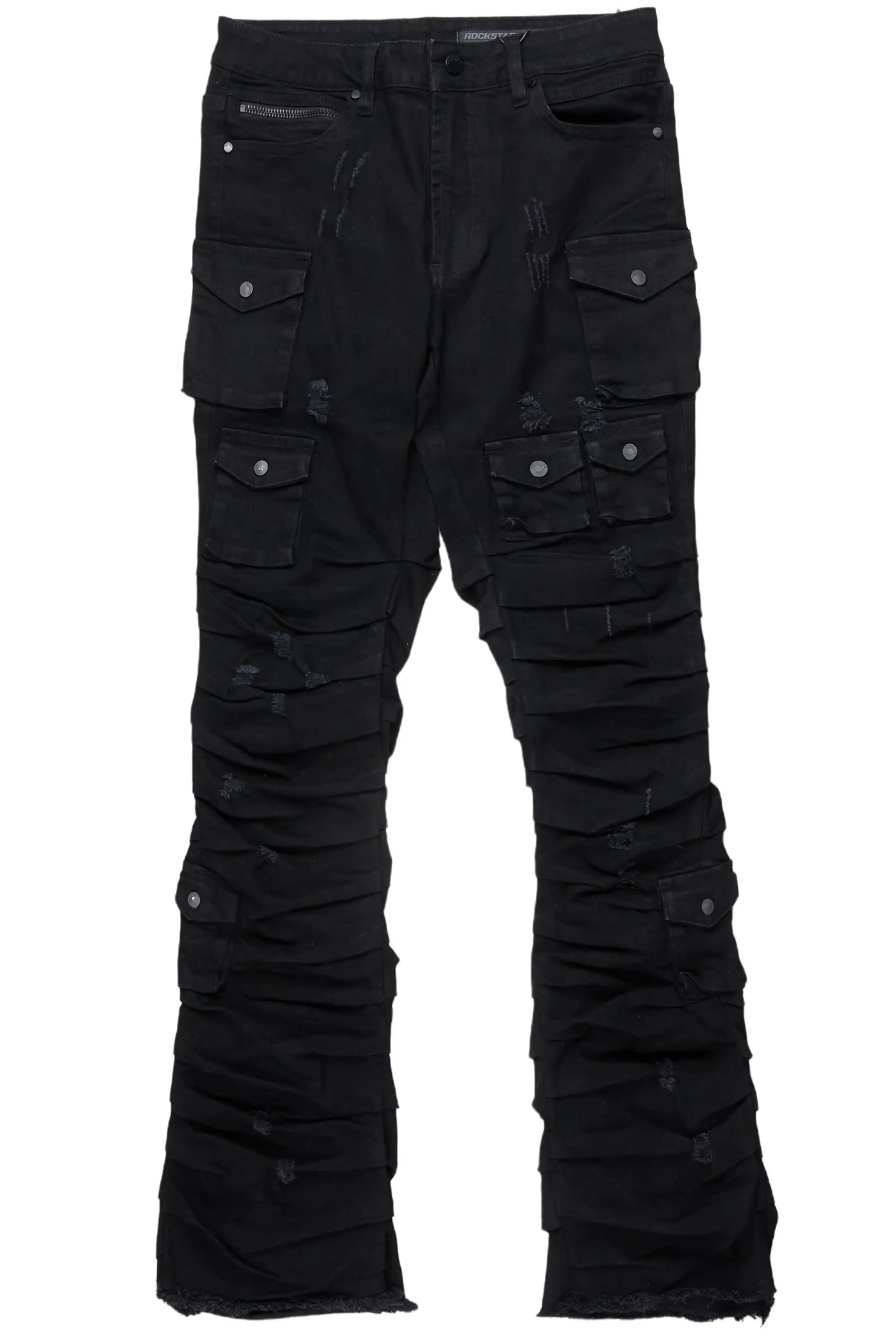 Gentry Black Stacked Flare Jean