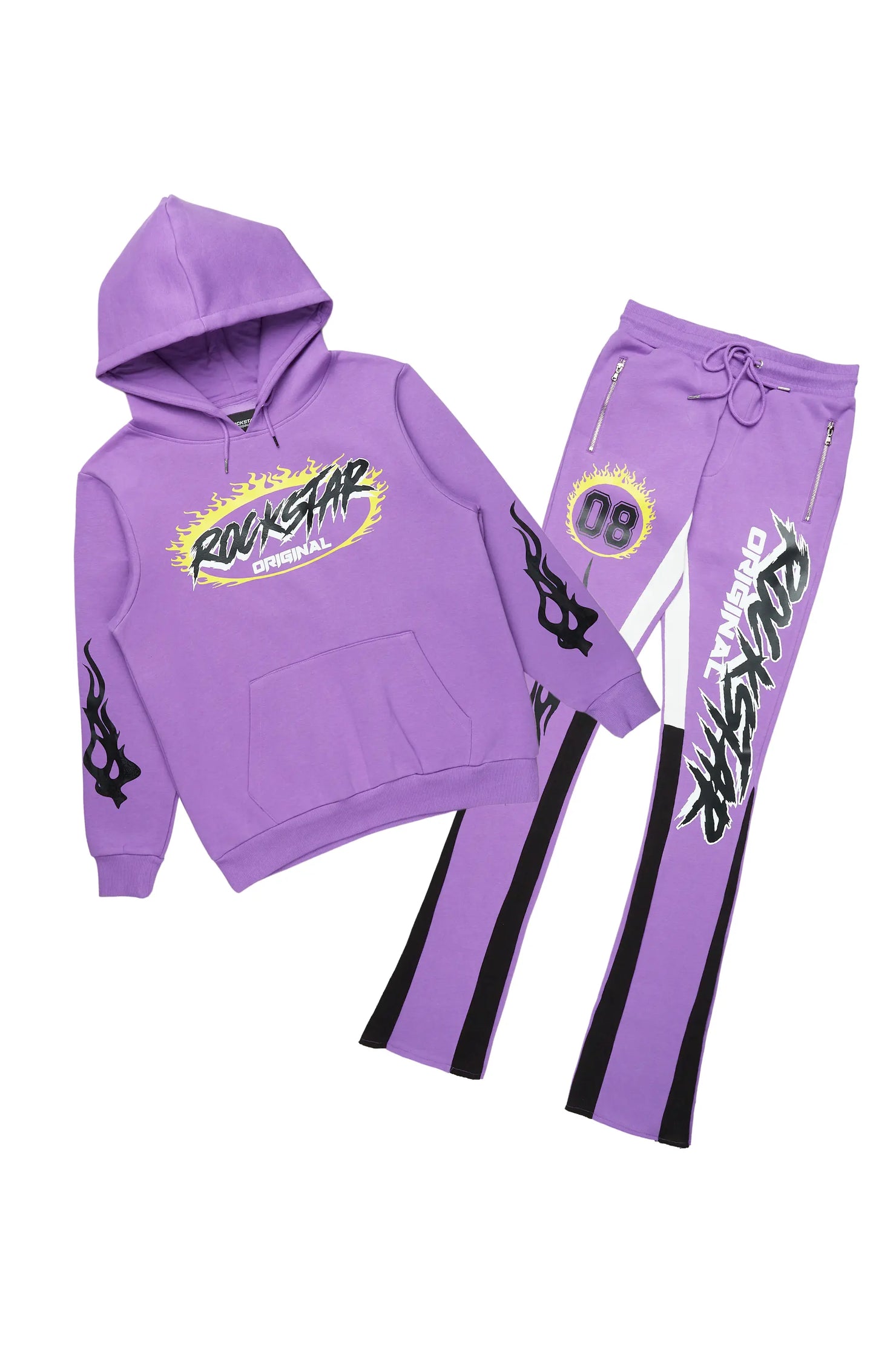 Draven Purple Hoodie/Stacked Flare Track Pant Set