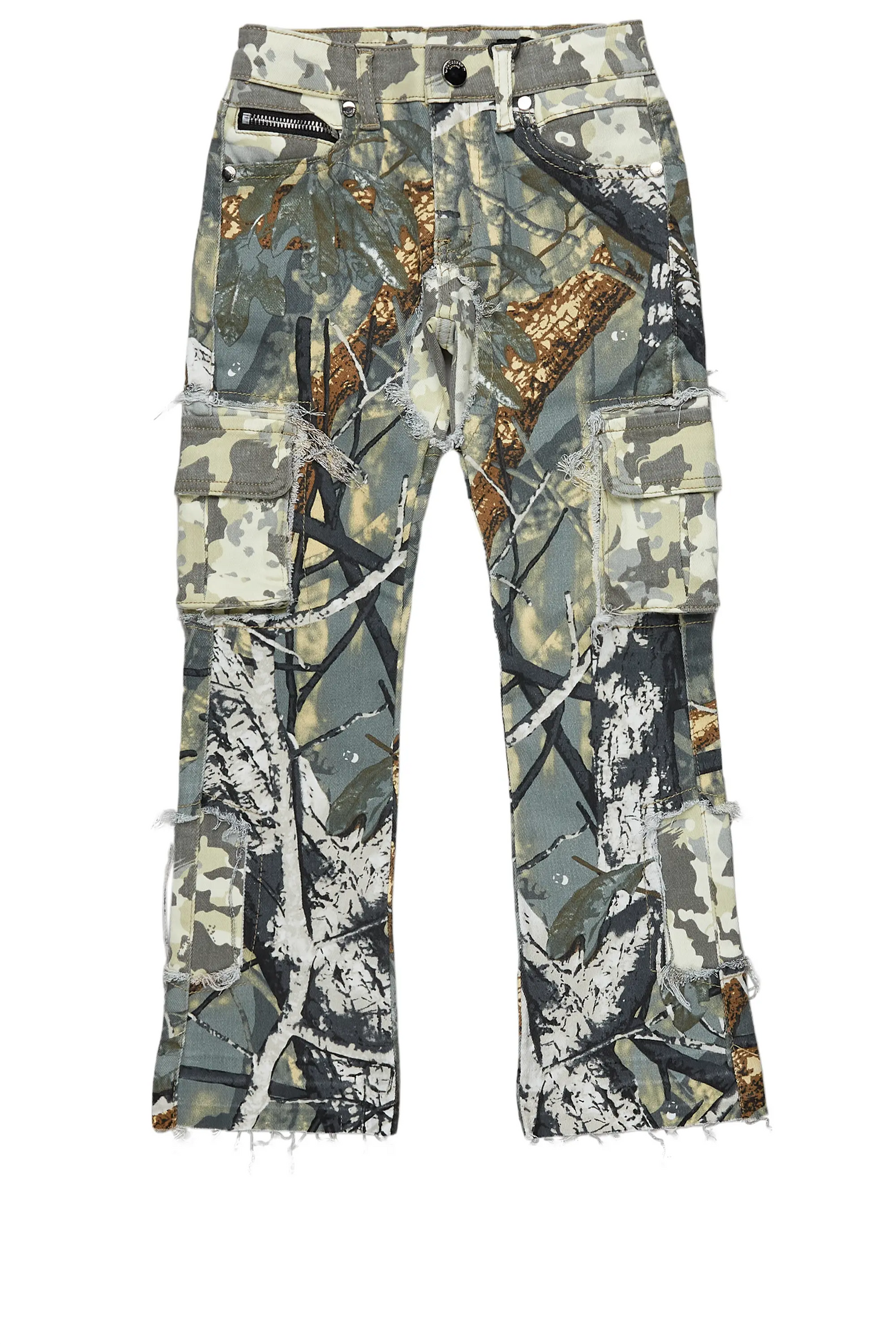 Boys Ofra Tree Camo Stacked Flare Cargo Jean