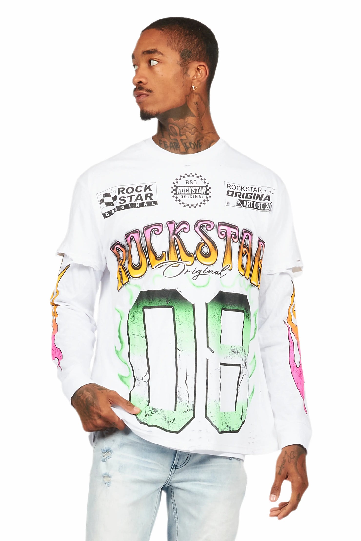 Quito White Double Layer Graphic T-Shirt