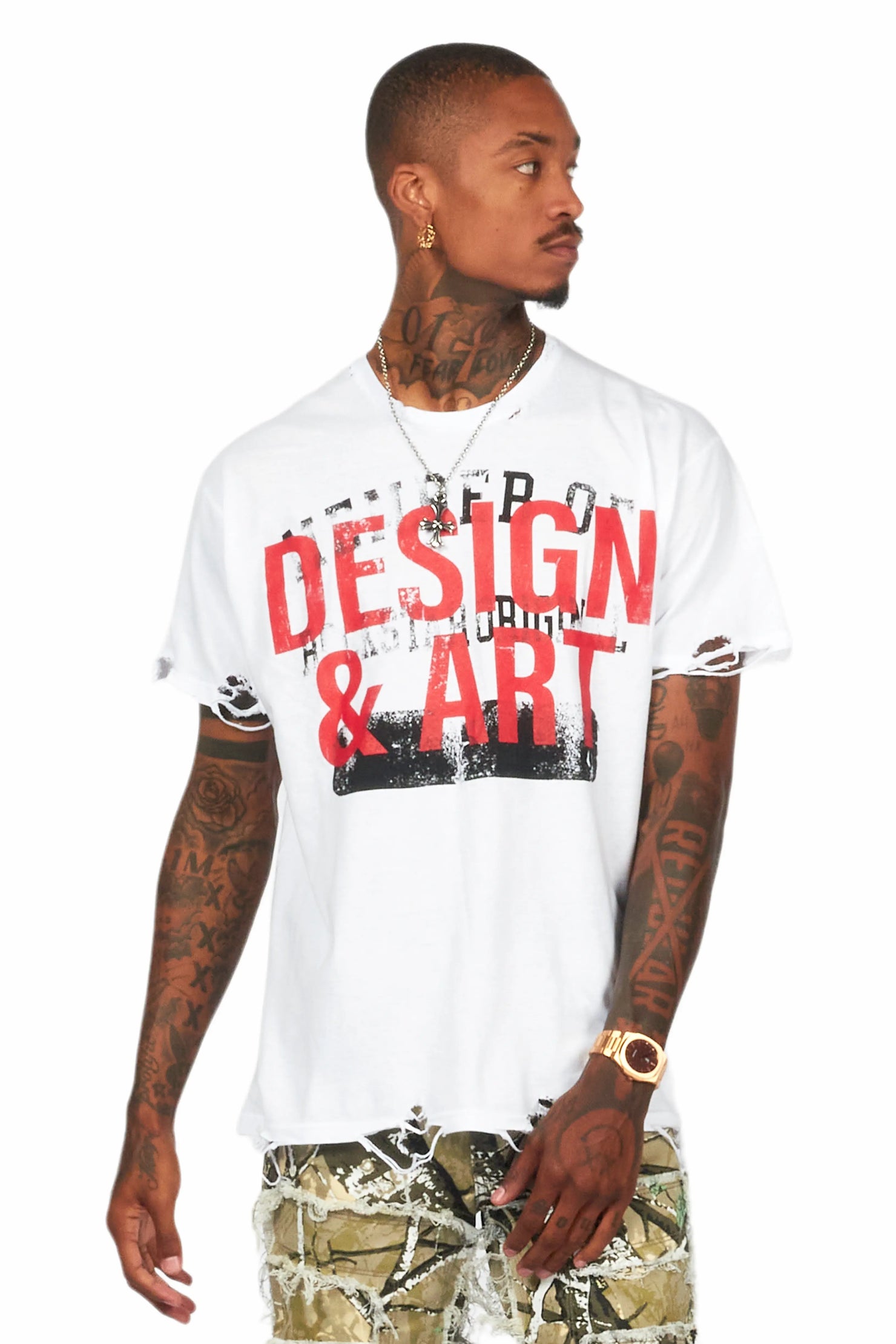 Magar White Oversized Graphic T-Shirt