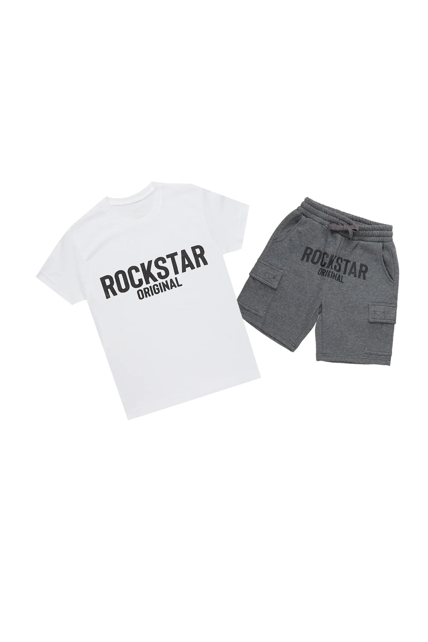 Boys Sana White/Grey T-Shirt Cargo Short Set