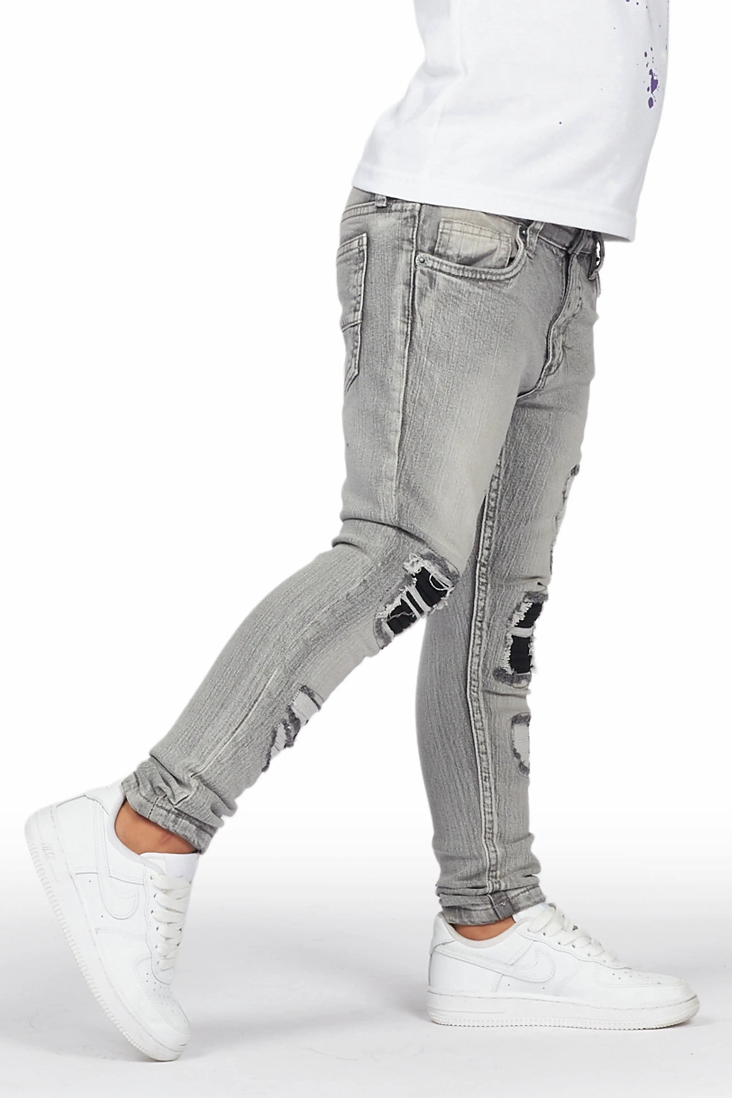 Girls Hadia Grey Ripped Skinny Jean