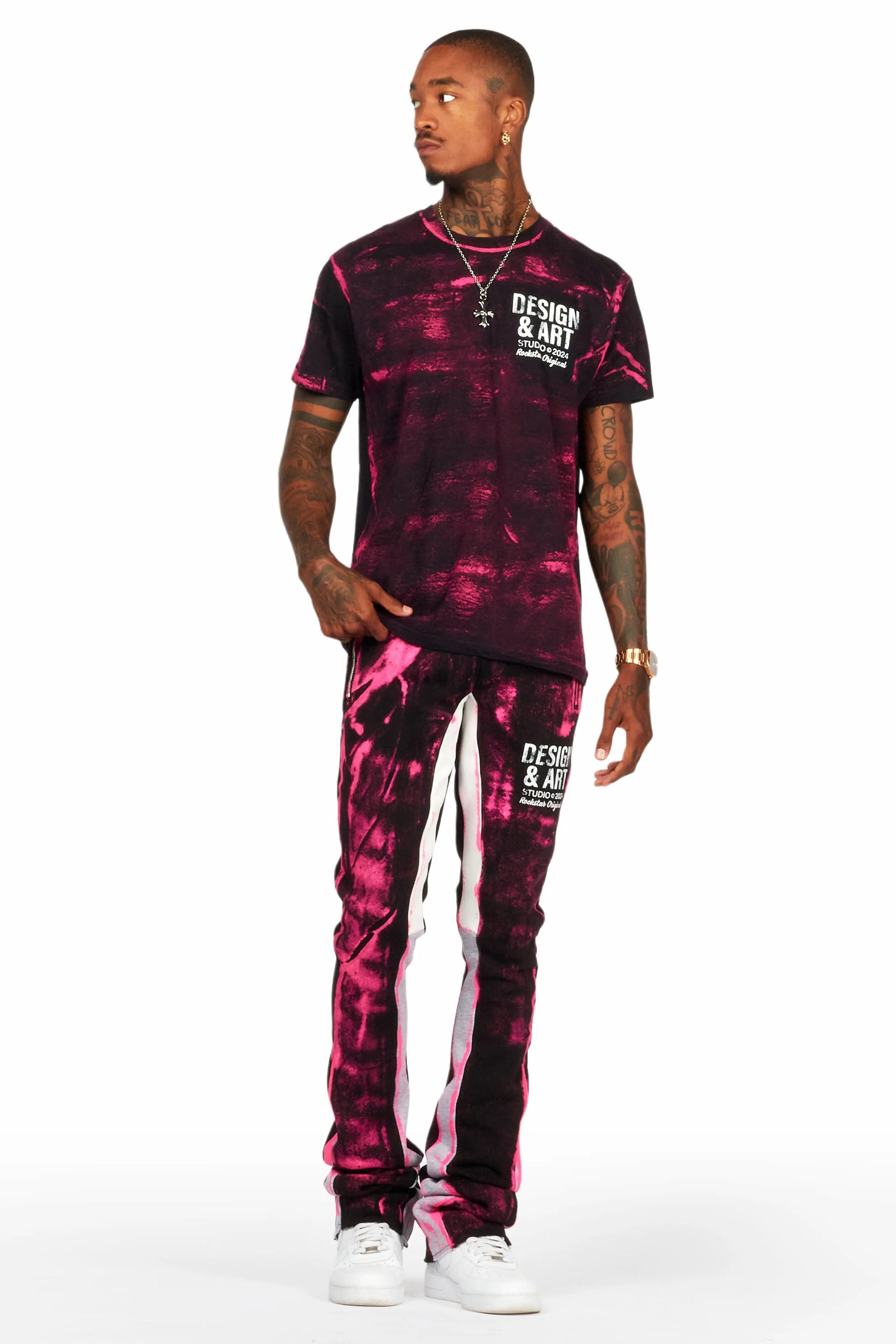 Eldon Black/Pink T-Shirt/Super Stacked Flare Track Set