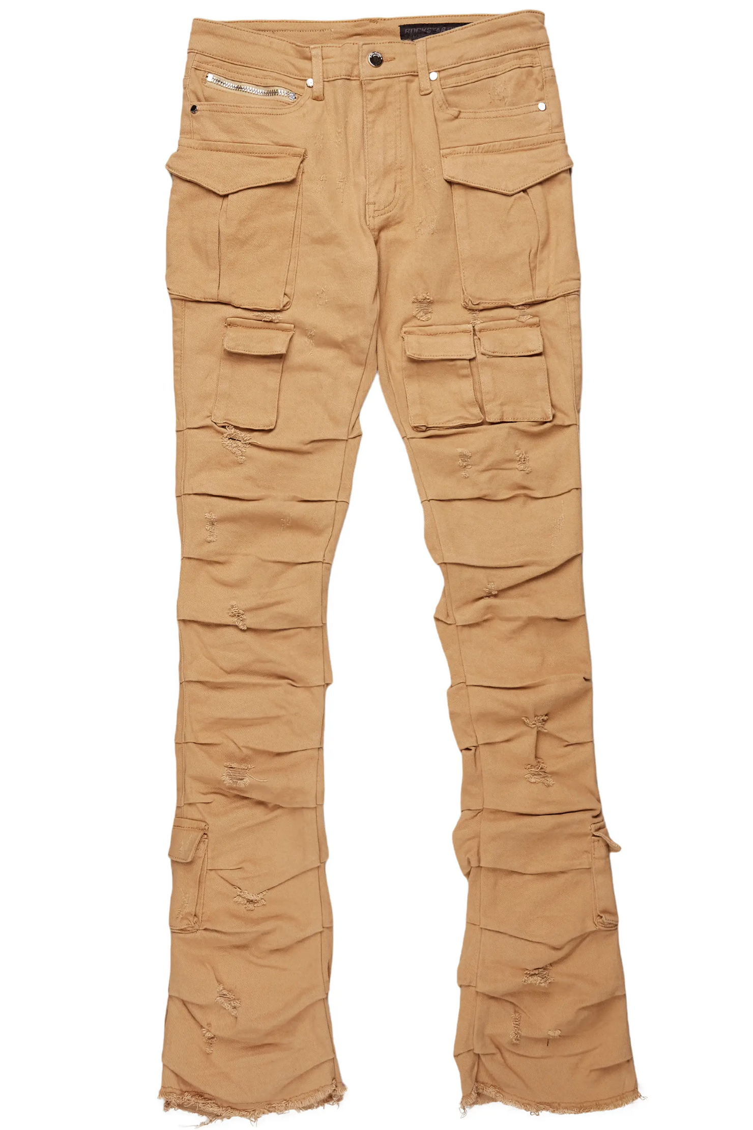 Gentry Beige Stacked Flare Jean