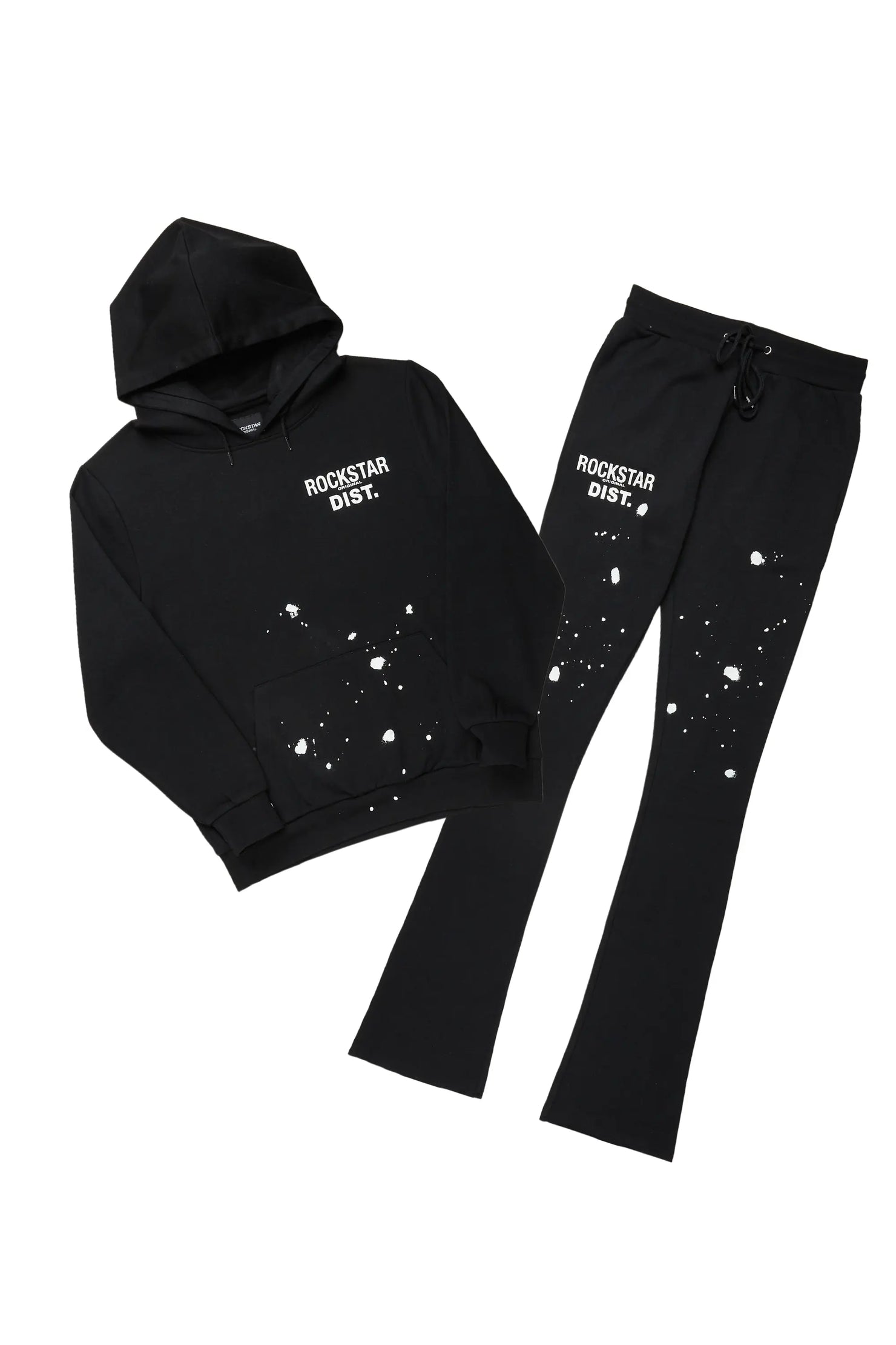 Raffer Black Hoodie/Stacked Flare Track Set