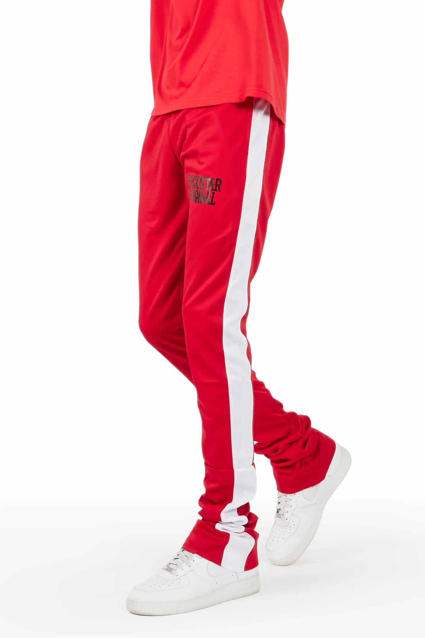Politics Super Stacked Sweatpants - Red And White - Foster701