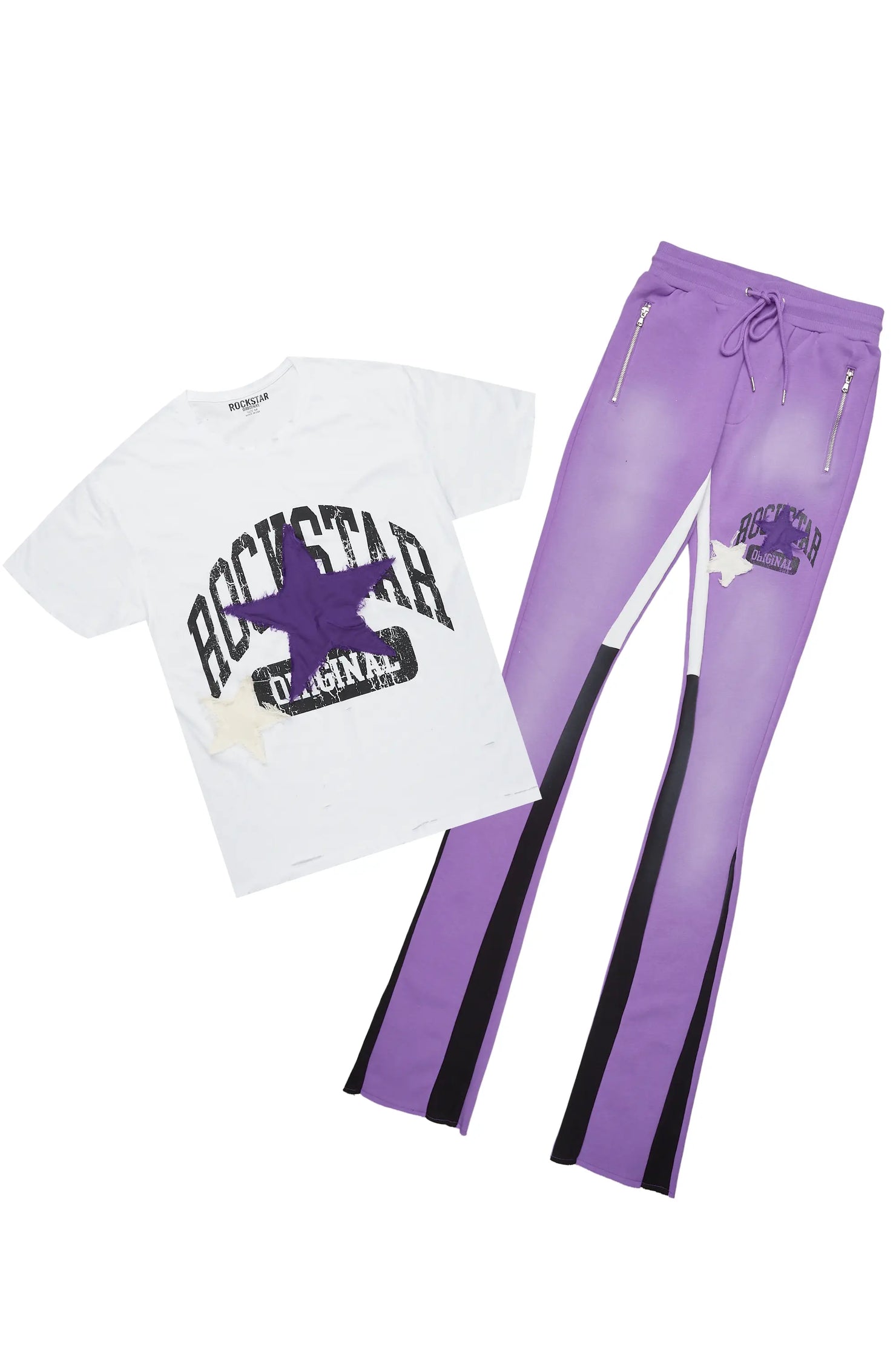 Mallor Purple/White T-Shirt/Super Stacked Track Set