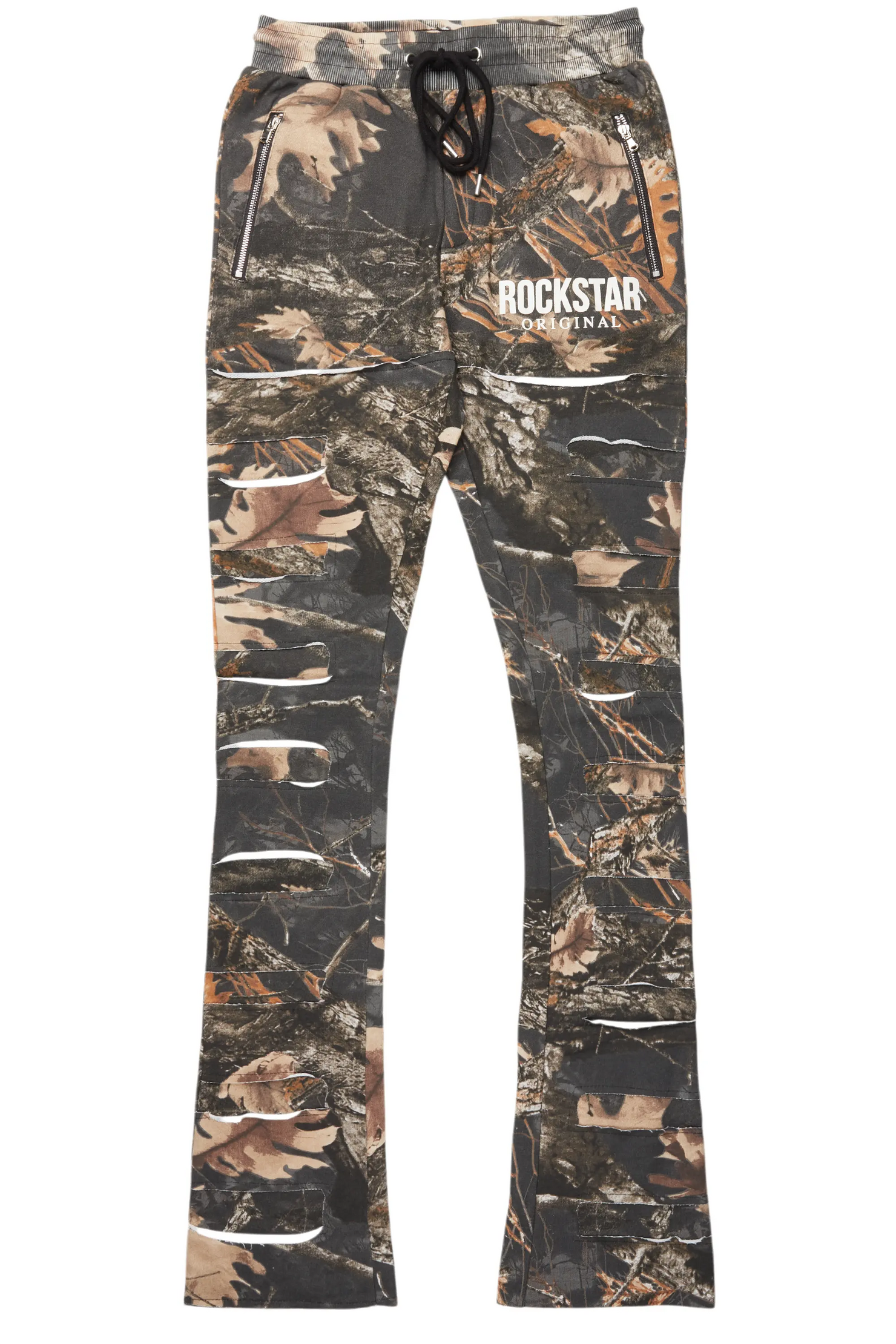 Emilio Black Tree Camo Stacked Flare Track Pant