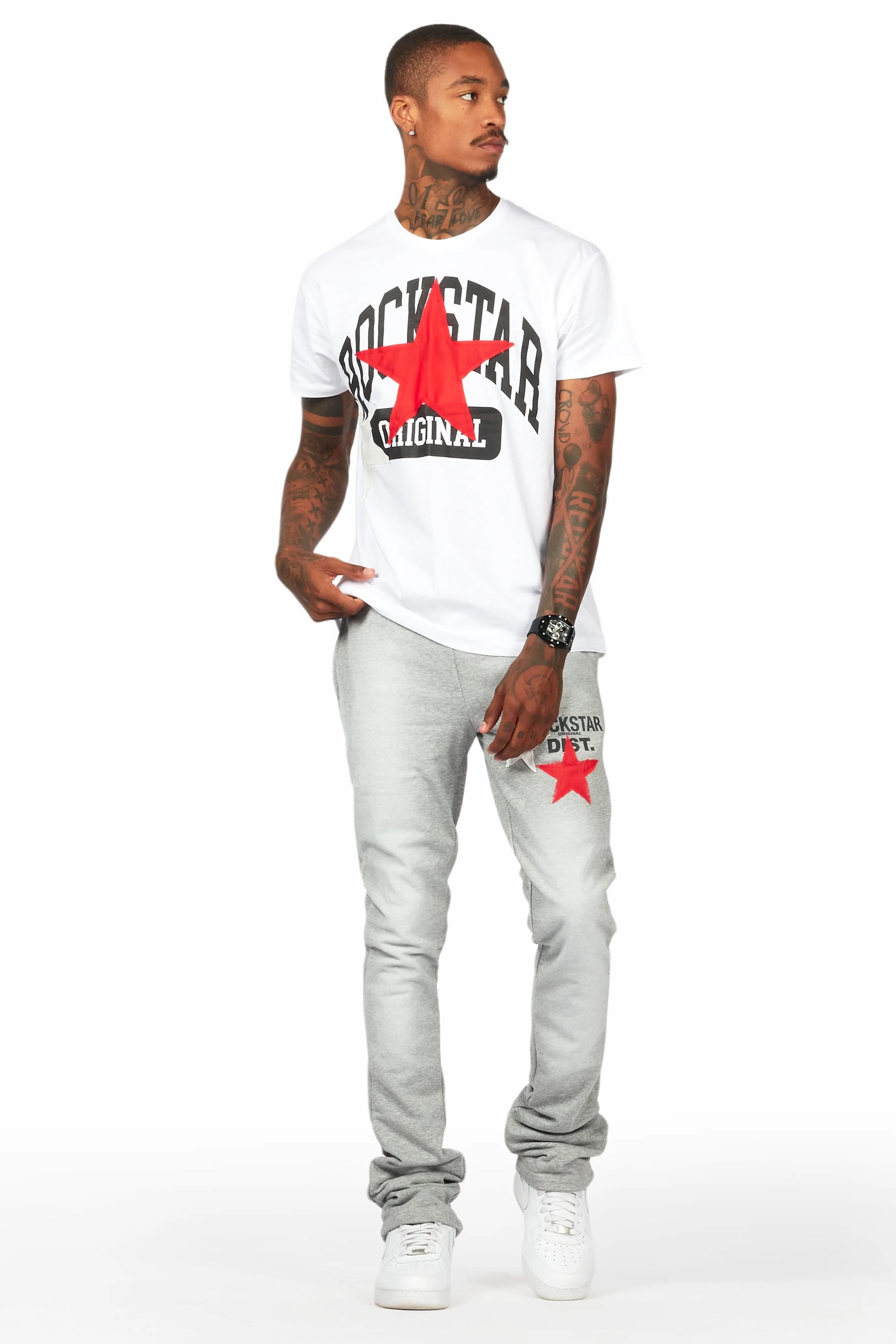 Mallor White/Grey T-Shirt/Stacked Track Set