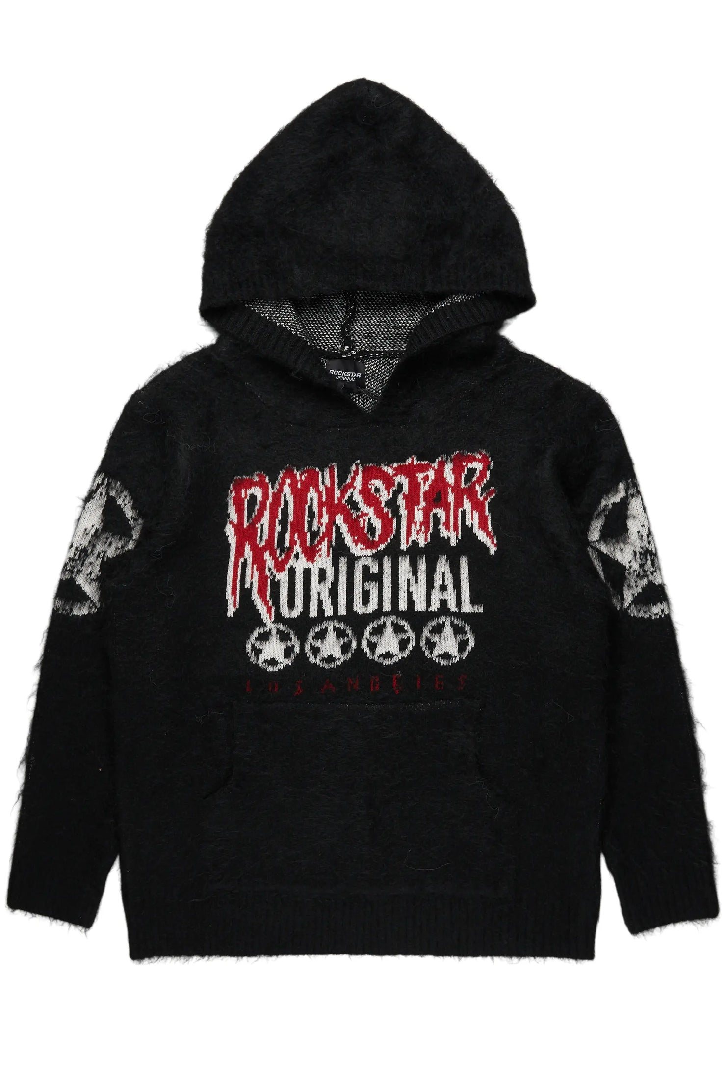 Wizzurd Black Graphic Knitted Mohair Hoodie