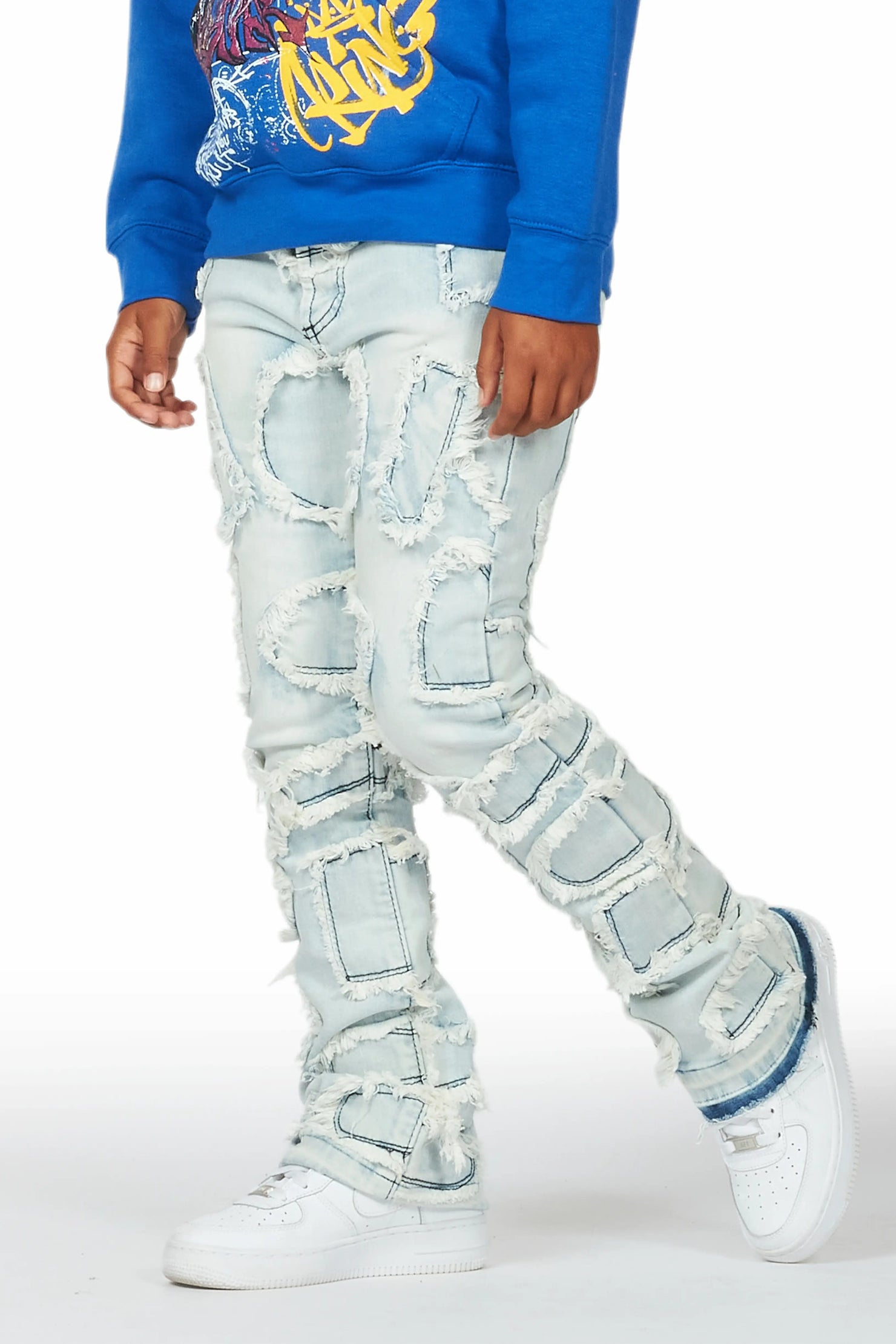 Boys Arturo Light Blue Stacked Flare Jean