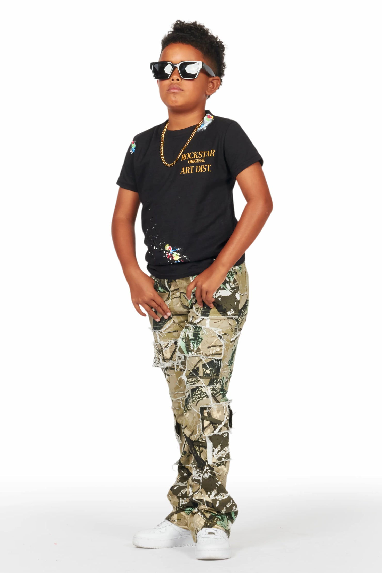 Boys Adril Tree Camo Skinny Fit Cargo Jean