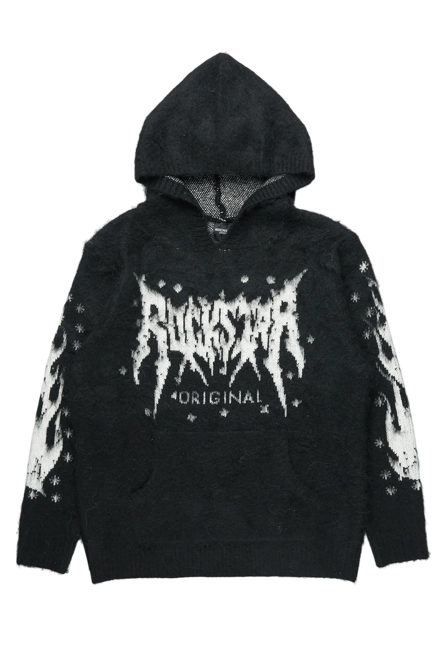 Raymond Black Graphic Knitted Mohair Hoodie