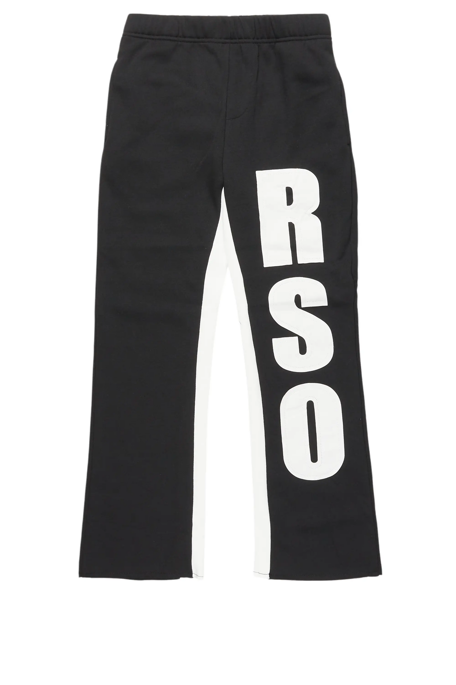 Boys Uko Black/White Stacked Baggy Flare Pant