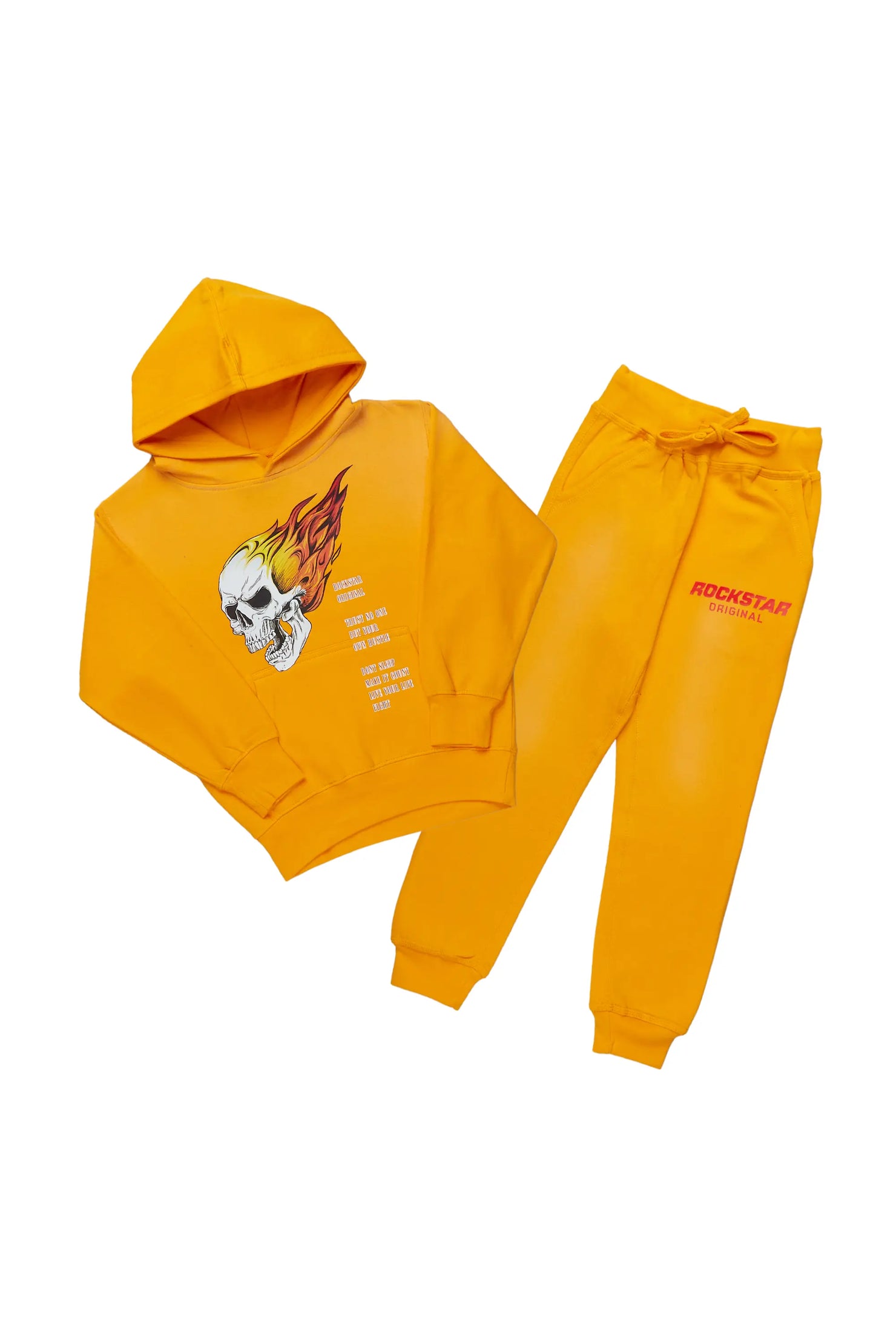 Boys Trap Yellow Hoodie Track Pant Set