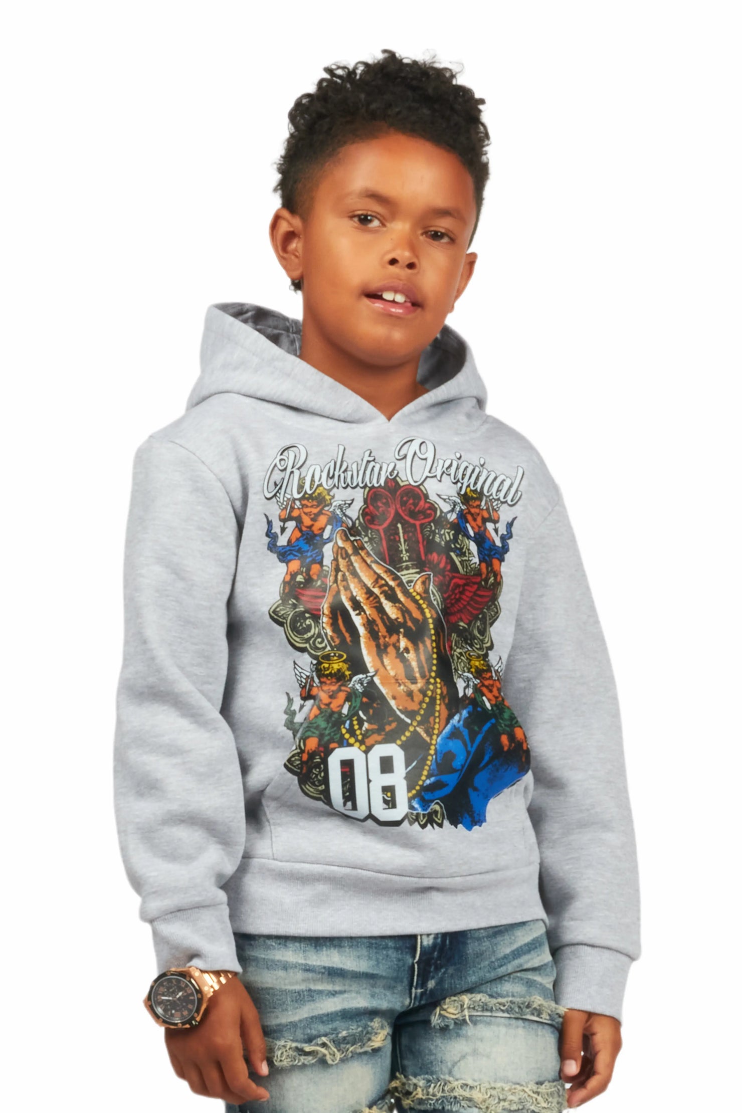 Boys Jaylen Grey Graphic Hoodie