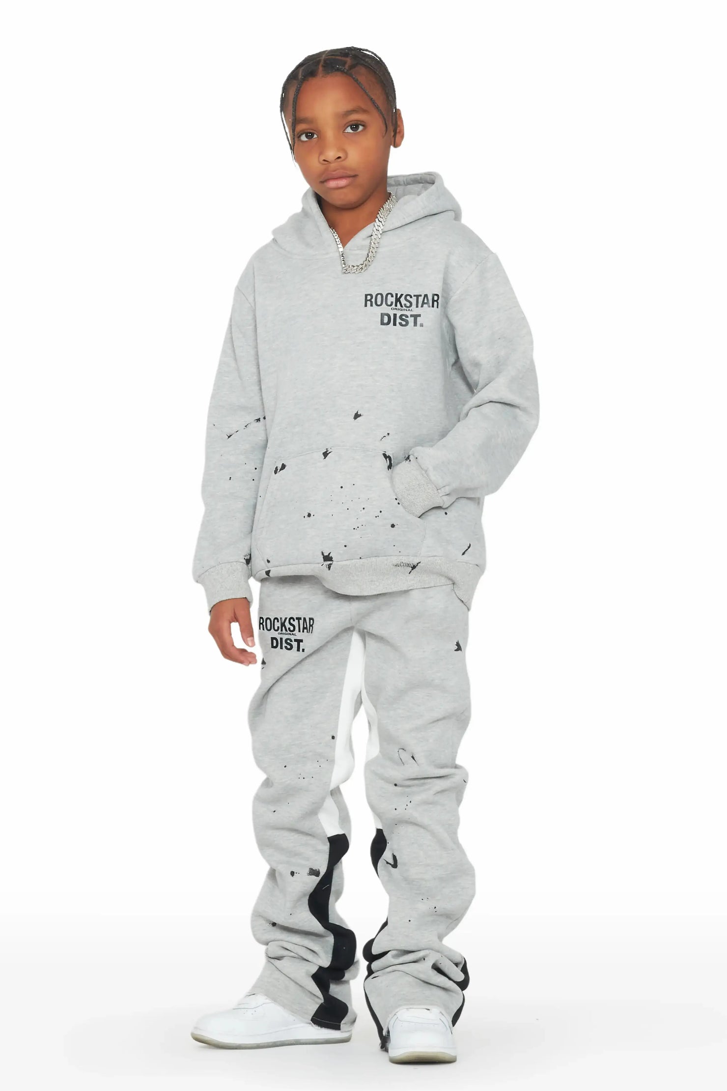 Boys Raffer Grey/Black Stacked Pant Set