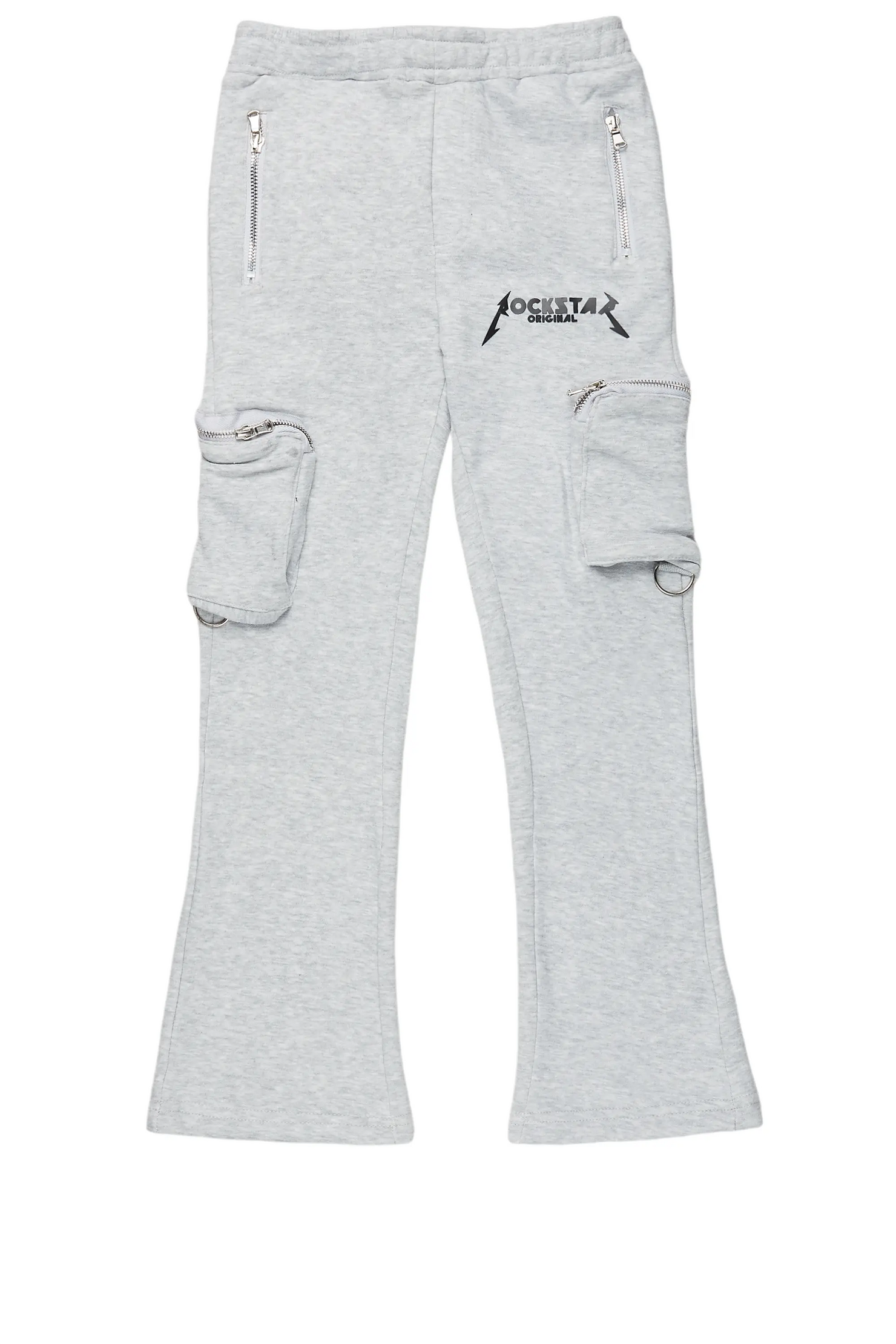 Boys Colin Heather Grey Stacked Flare Track Pants