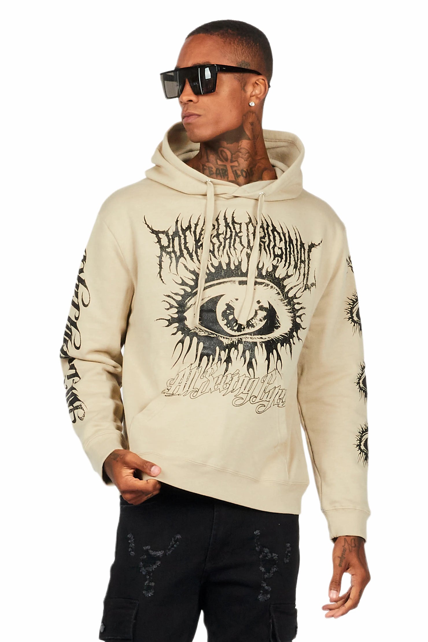 All Seeing Eyes Oatmeal Graphic Hoodie