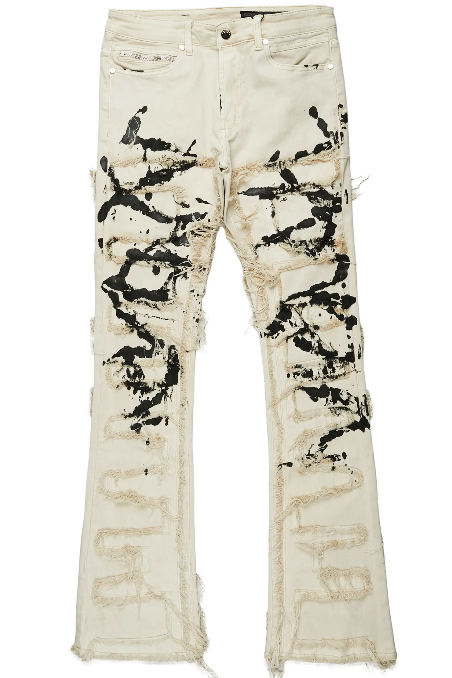 Kaito Beige Painter Stacked Flare Jean