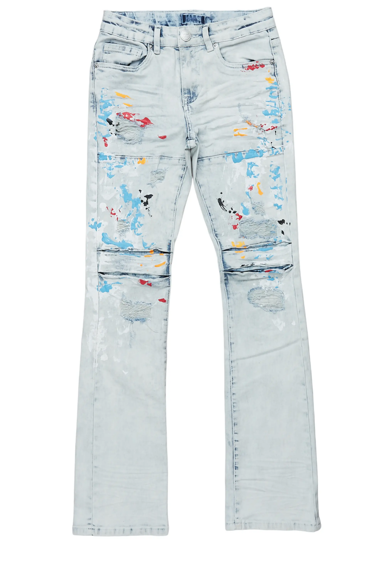 Boys Jaffer Light Blue Painter Stacked Flare Jean