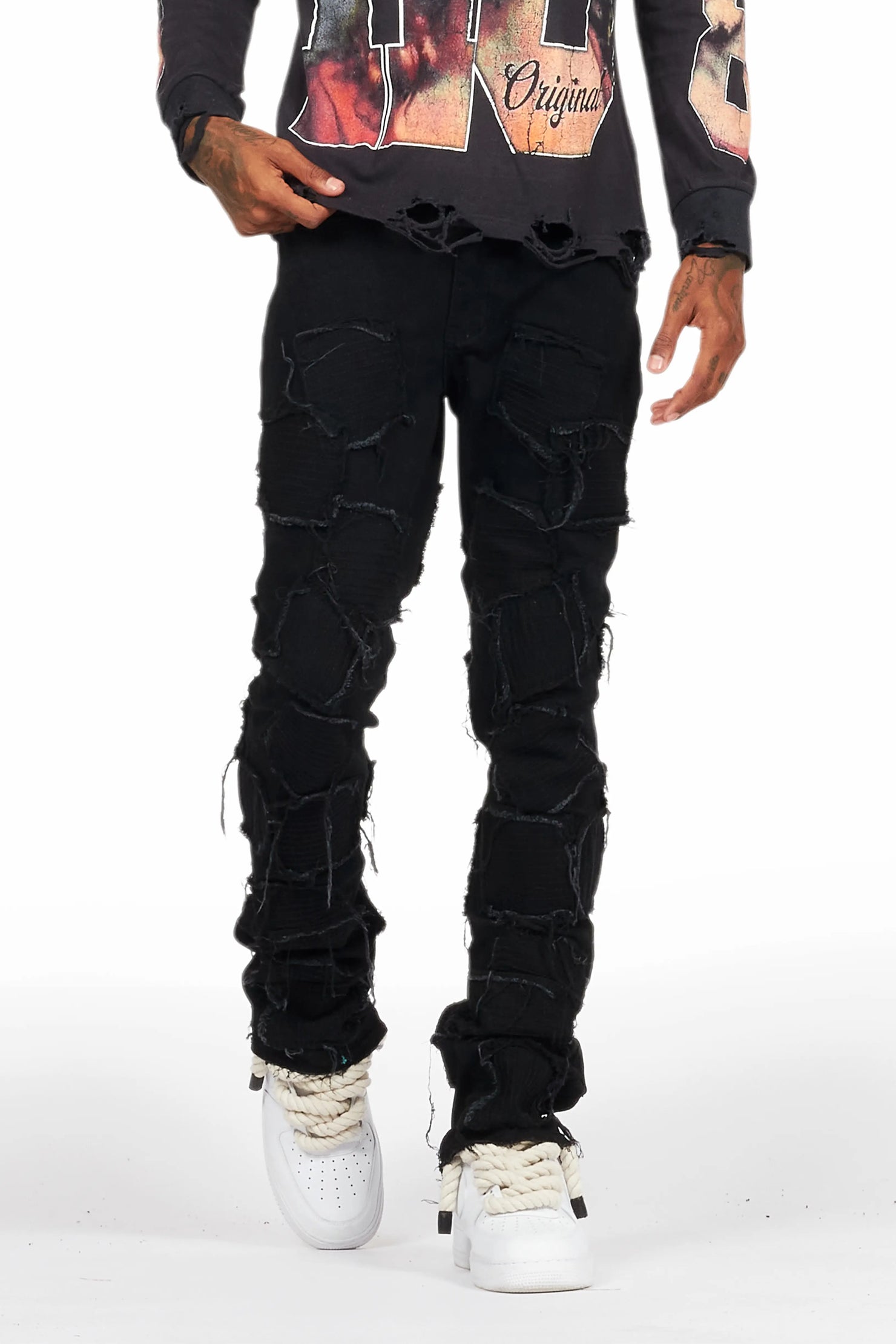 Gawel Jet Black Stacked Flare Jean