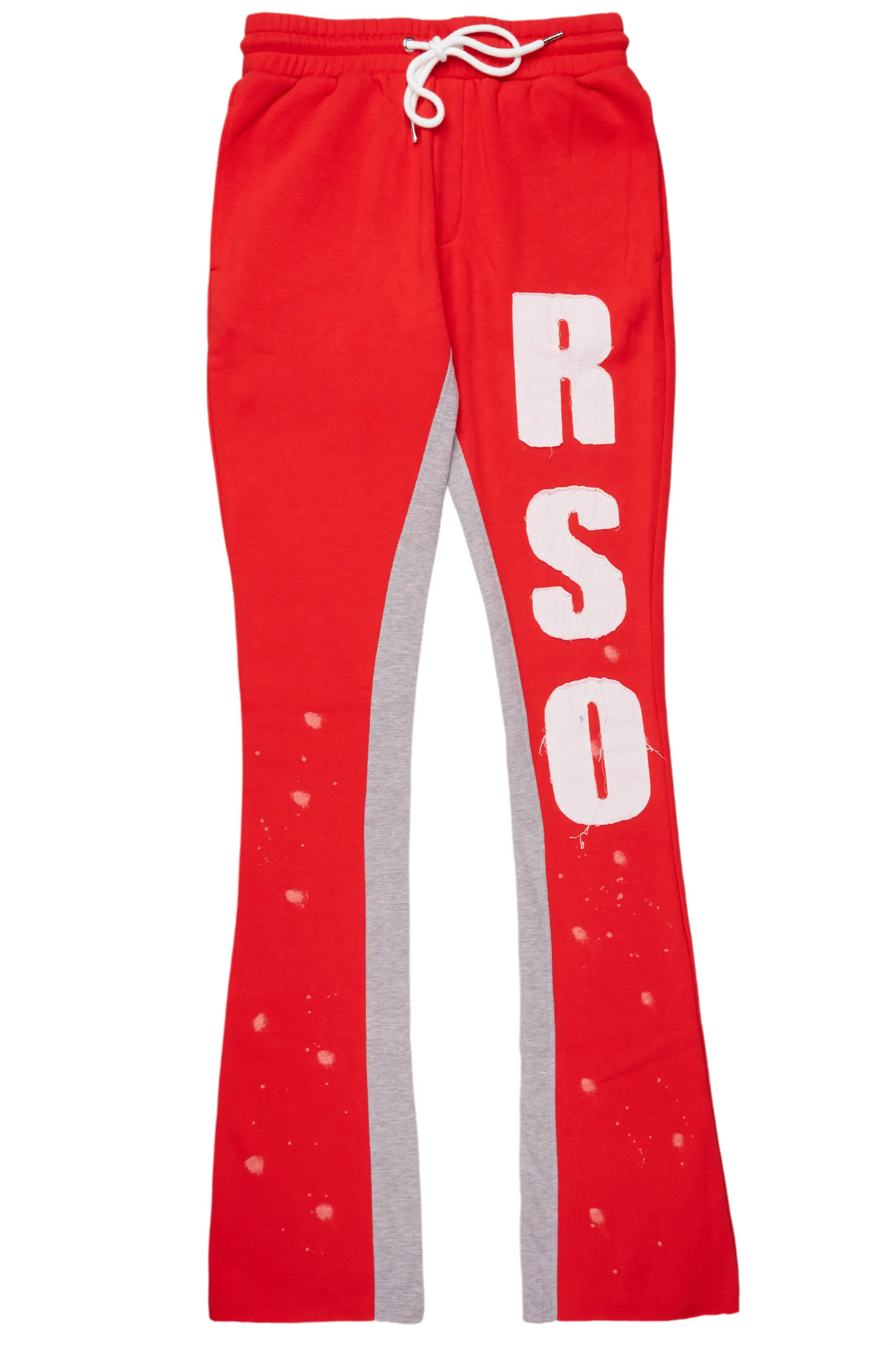 Uko Red Patchwork Stacked Flare Track Pant