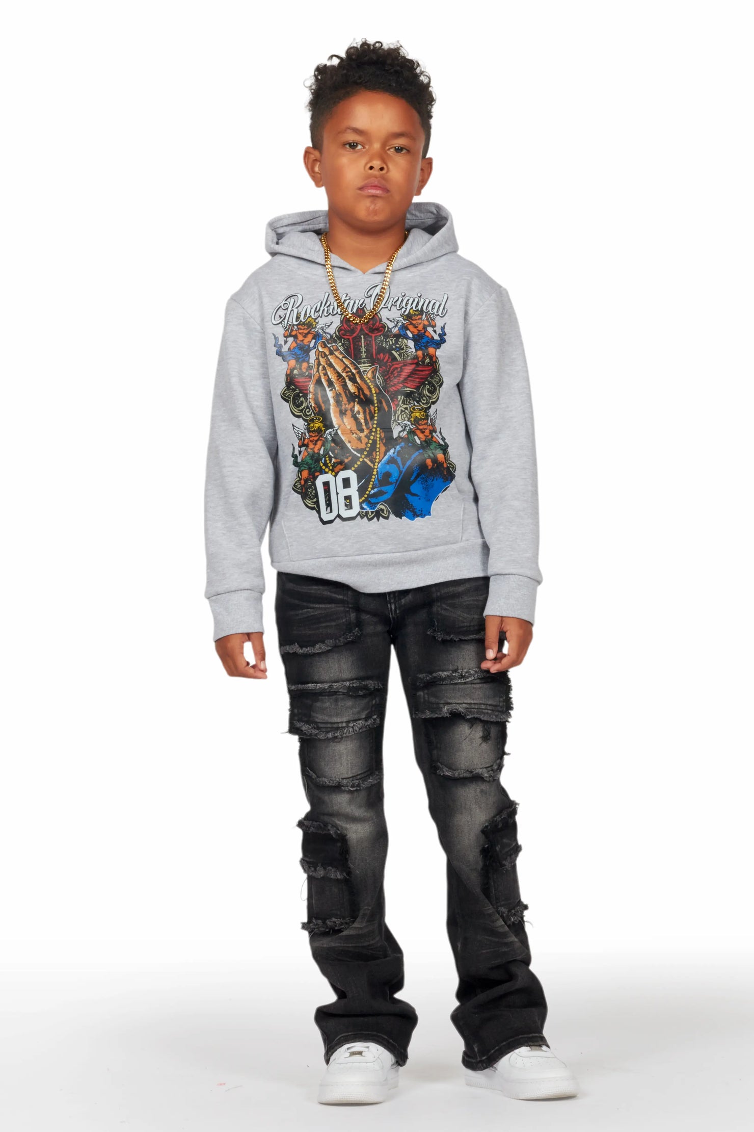 Boys Tyrell Dark Grey Skinny Fit Cargo Jean