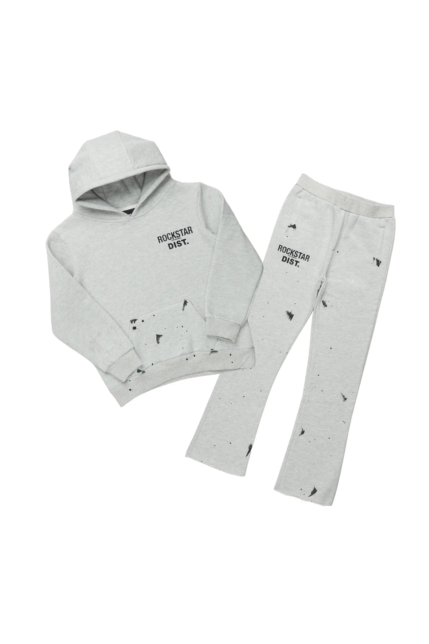 Boys Raffer Grey Stacked Flare Pant Set