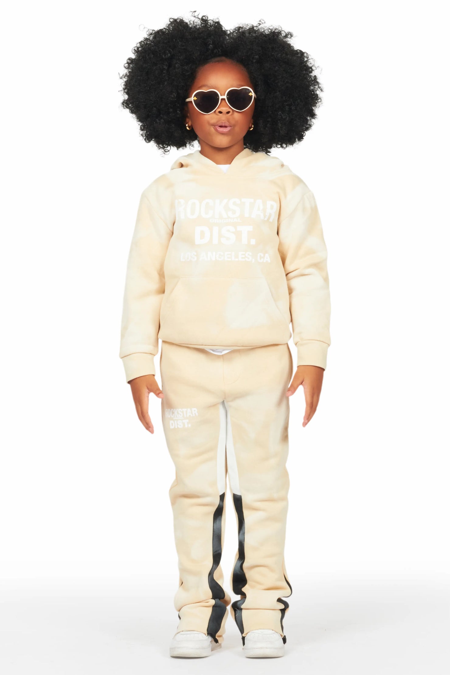 Girls Zenny Beige Stacked Pant Set