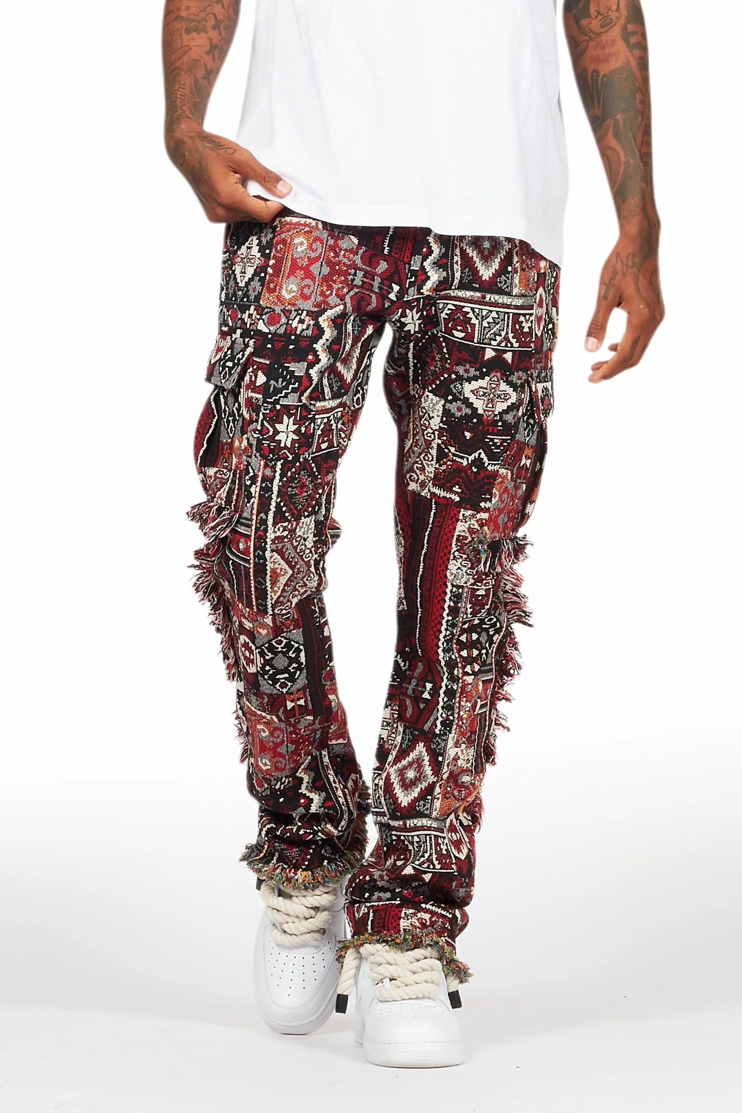 Ayami Black/Multi Slim Tapestry Flare Pants