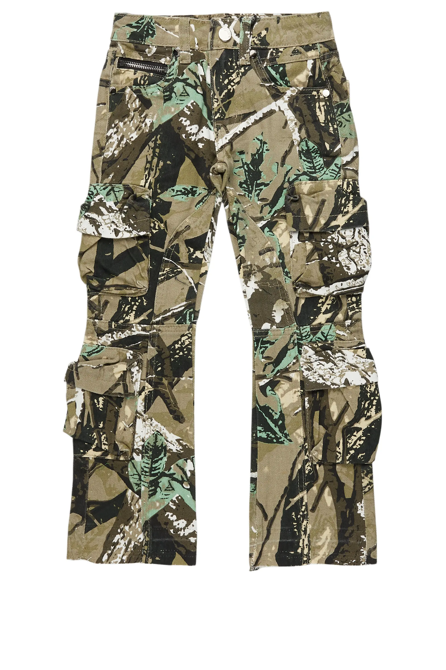 Boys Gregor Tree Camo Stacked Flare Cargo Jean