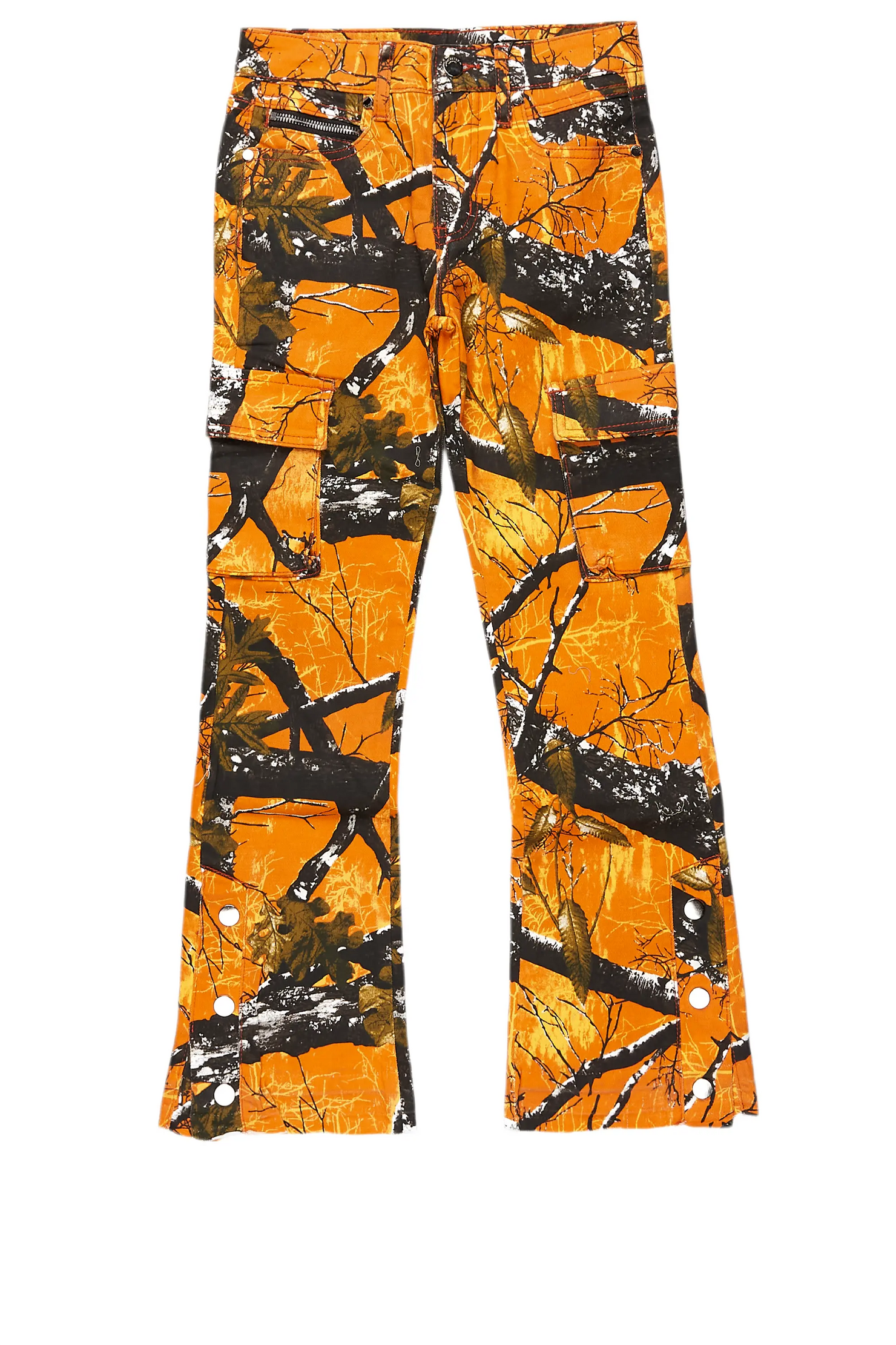 Girls Waapa Orange Tree Camo Stacked Flare Cargo Jean