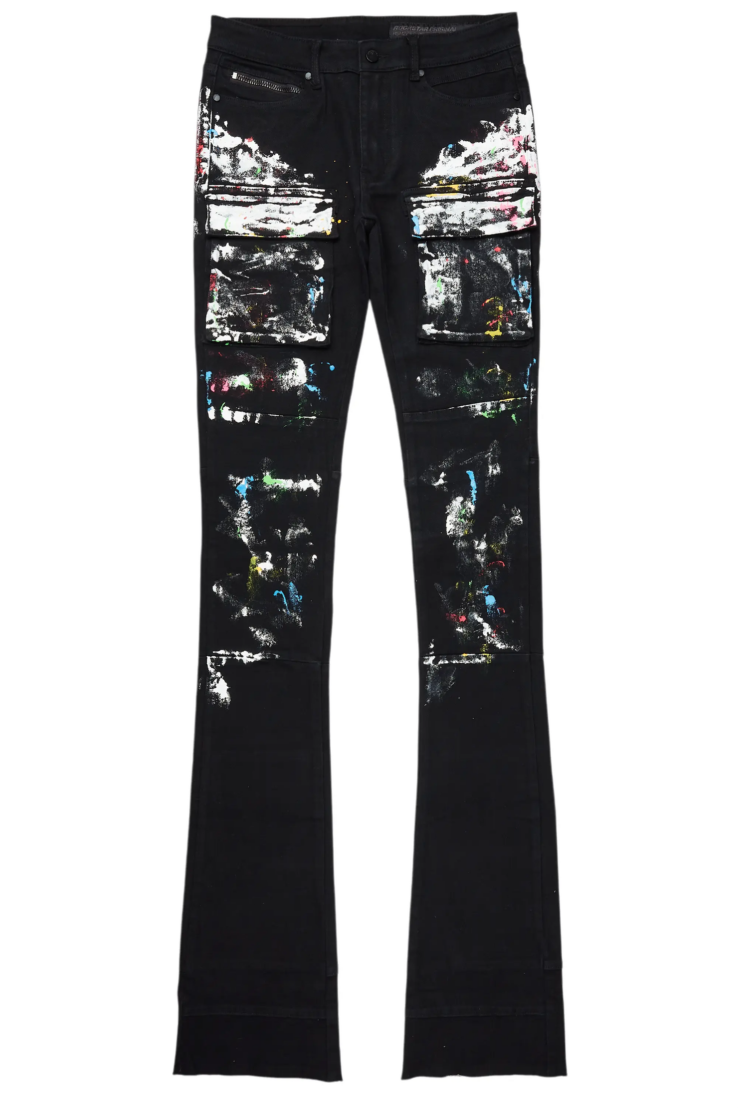 Danello Black Painter Super Stacked Flare Jean