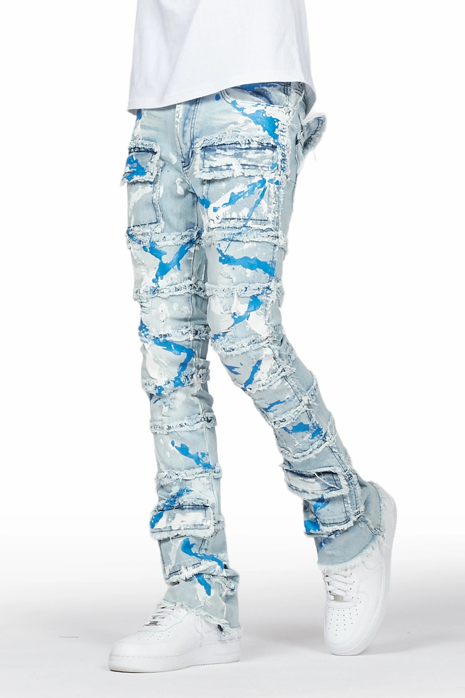 Ebbo Blue Painter Stacked Flare Jean