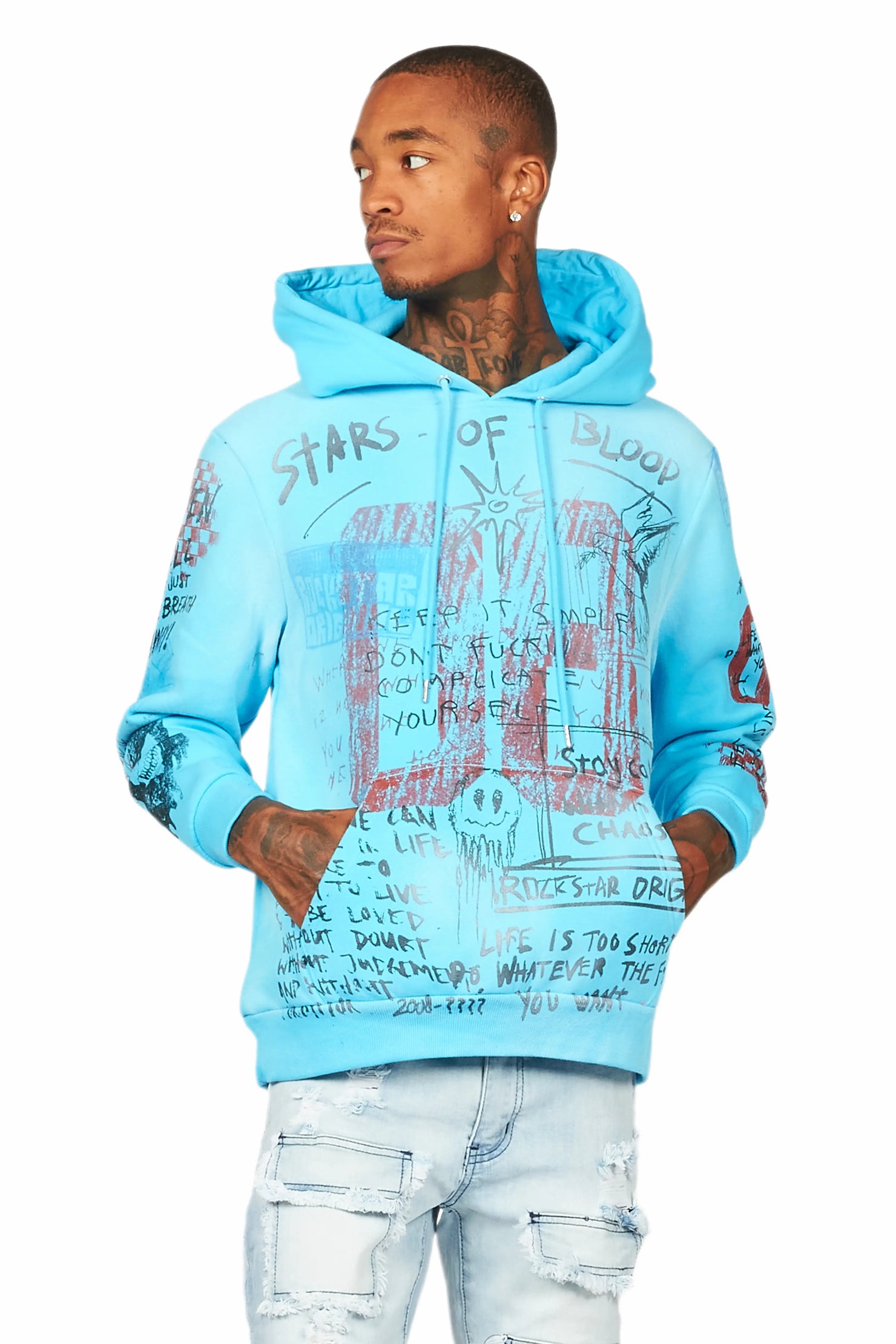 Gabin Blue Graphic Hoodie