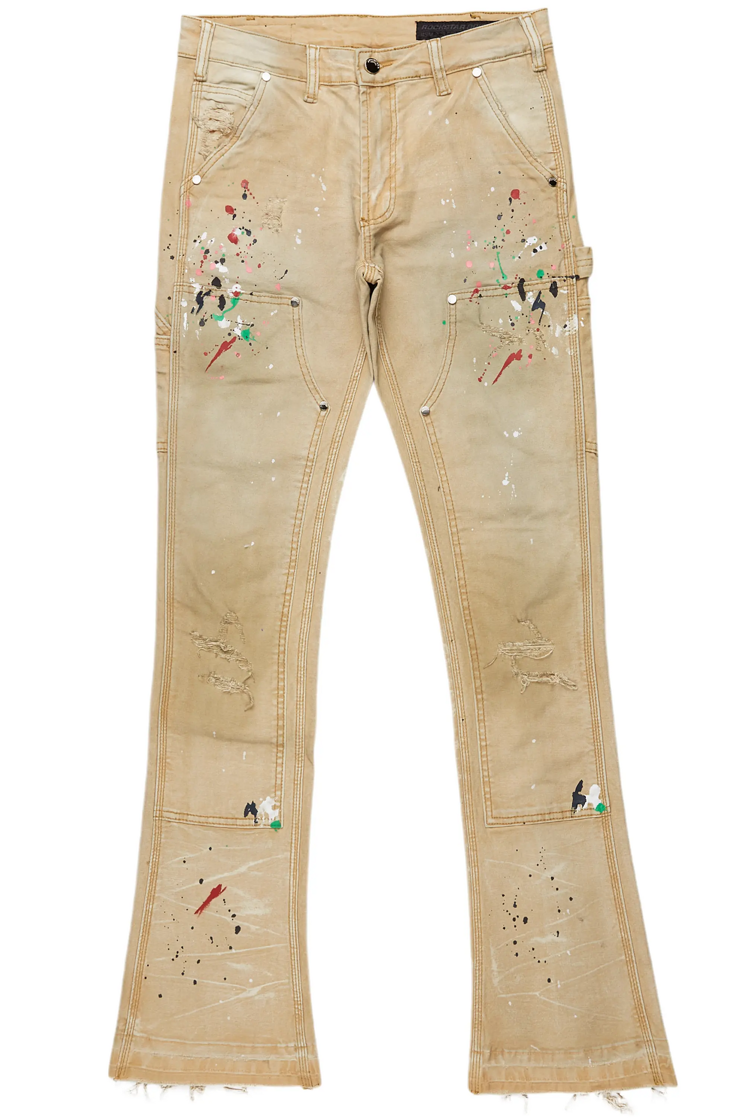 Zoticus Beige Stacked Flare Jean