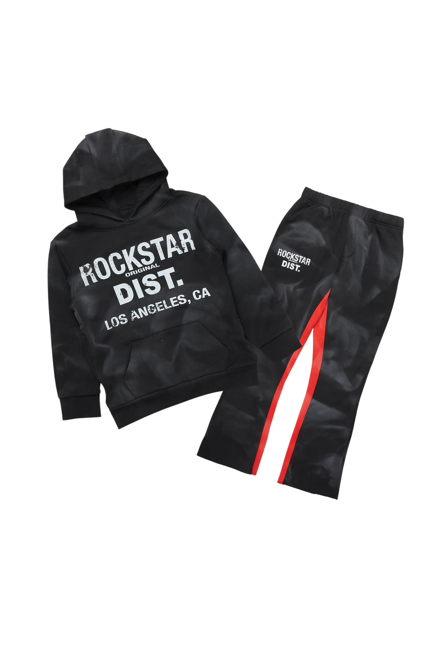 Boys Nelly Black/Red Baggy Fit Track Set