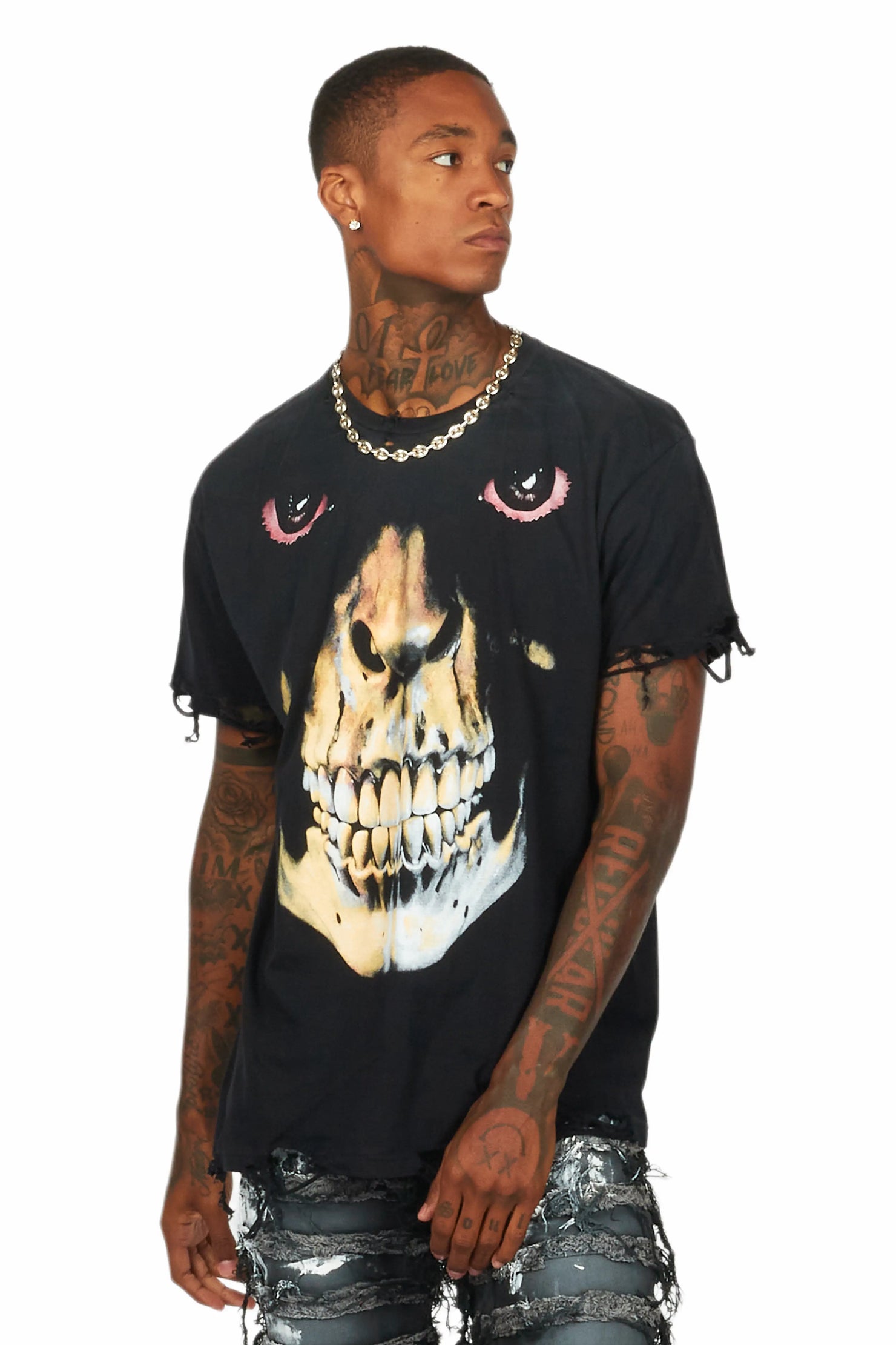 Dunebi Black Oversized Graphic T-Shirt