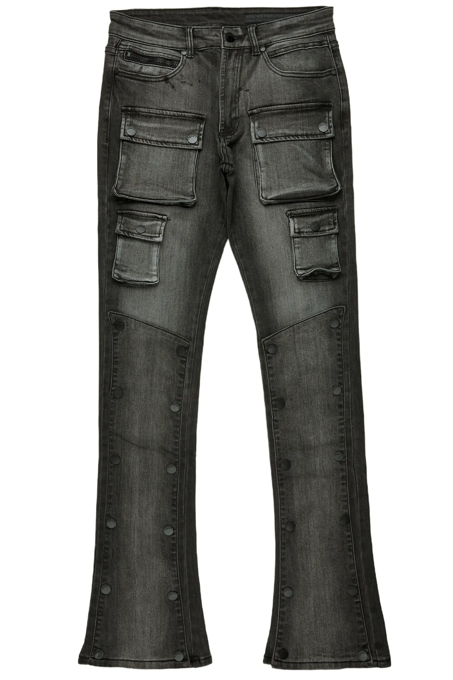 Santana Dark Grey Stacked Flare Jean