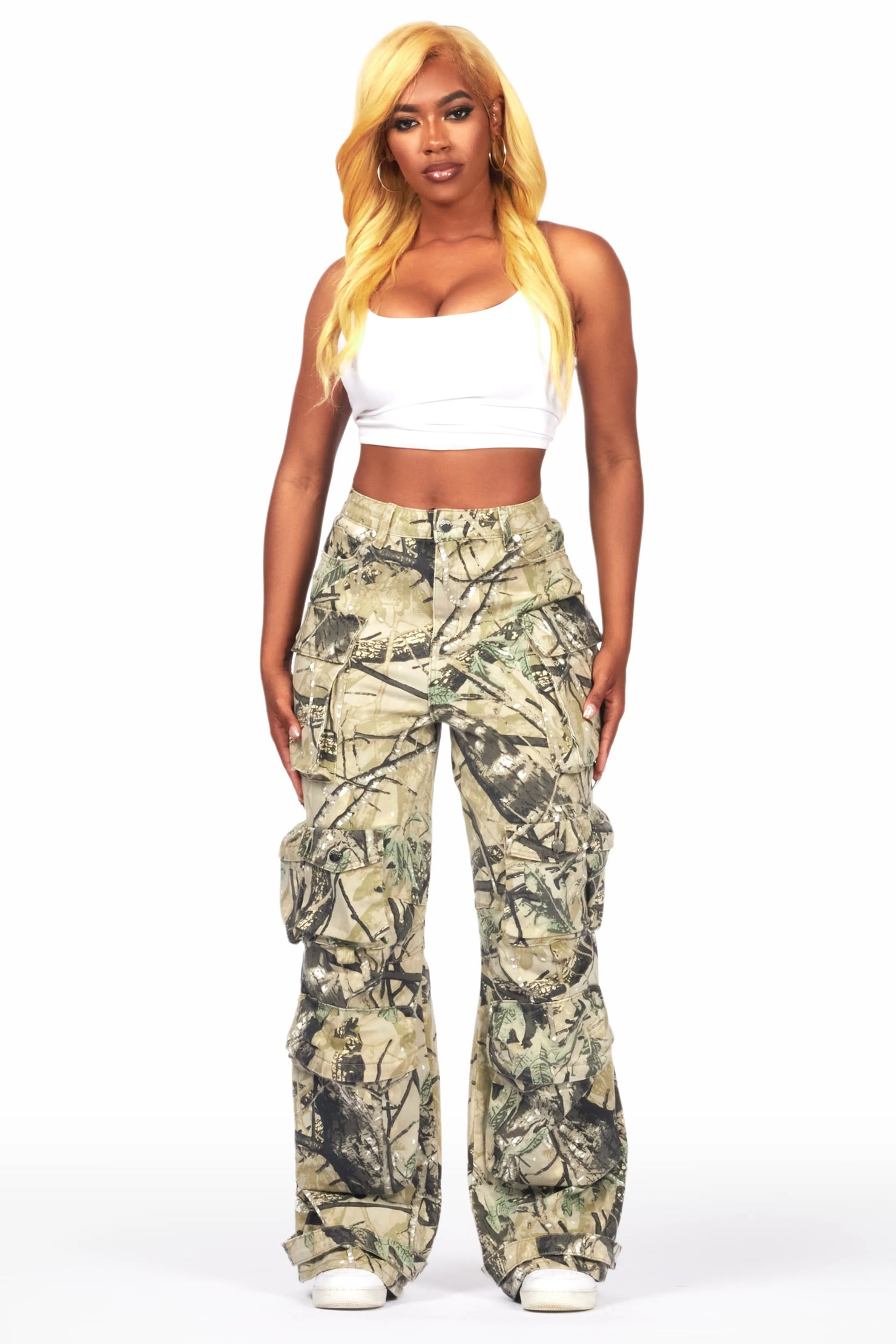 Nakia Tree Camo Cargo Wide Leg Jean