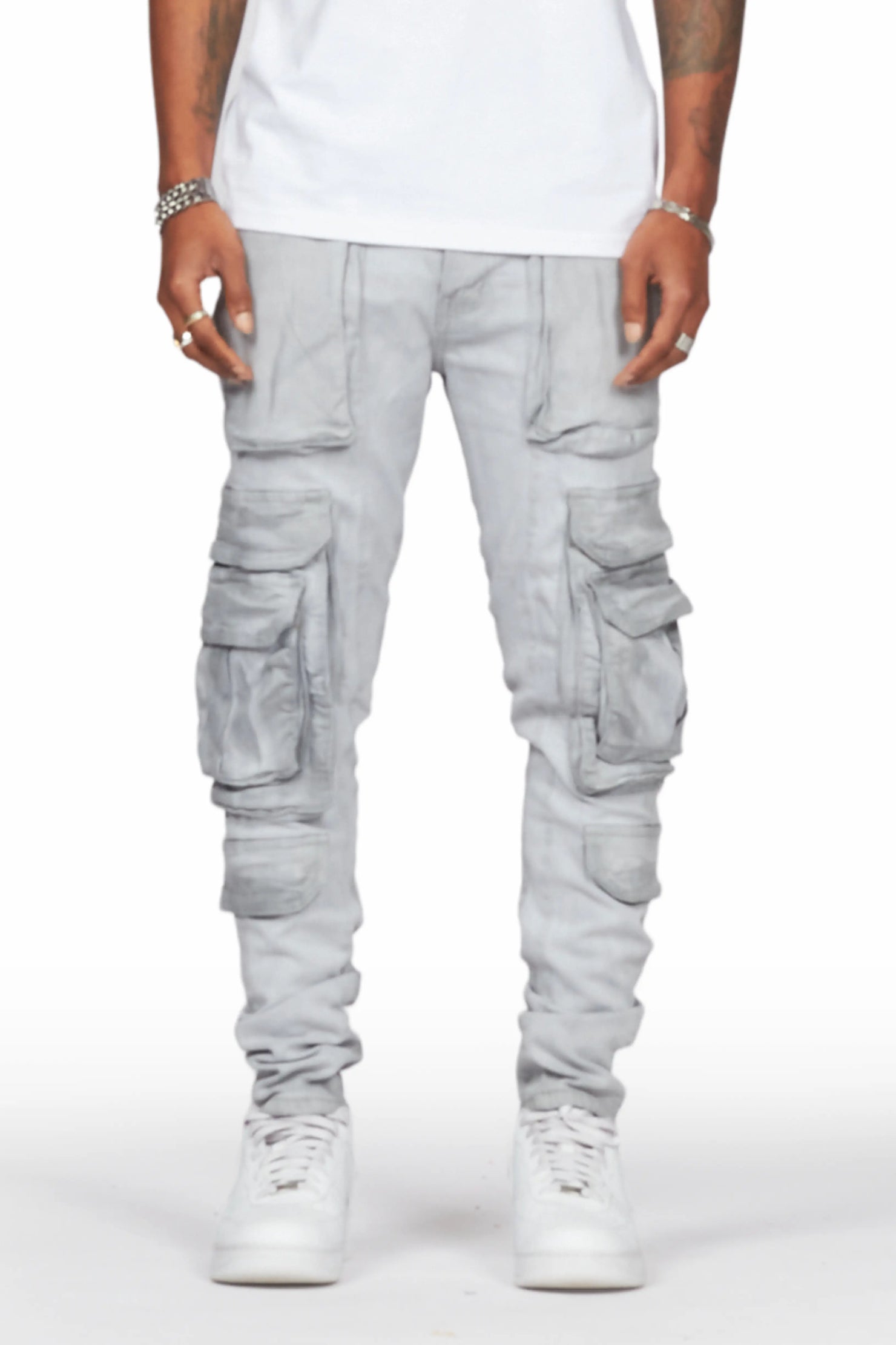 Iniko Grey Skinny Fit Cargo Jean