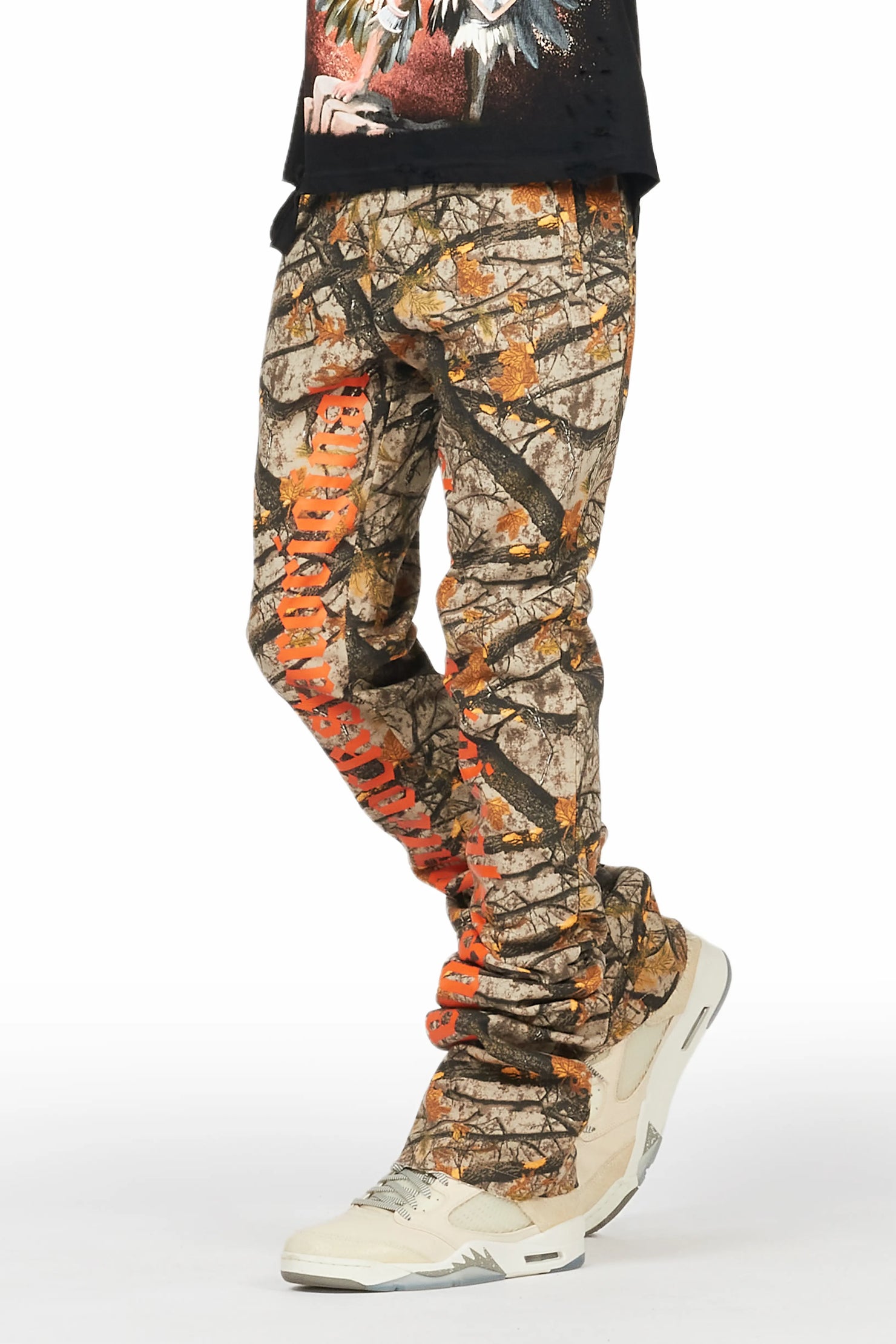 Callie Tree Camo Super Stacked Flare Pants