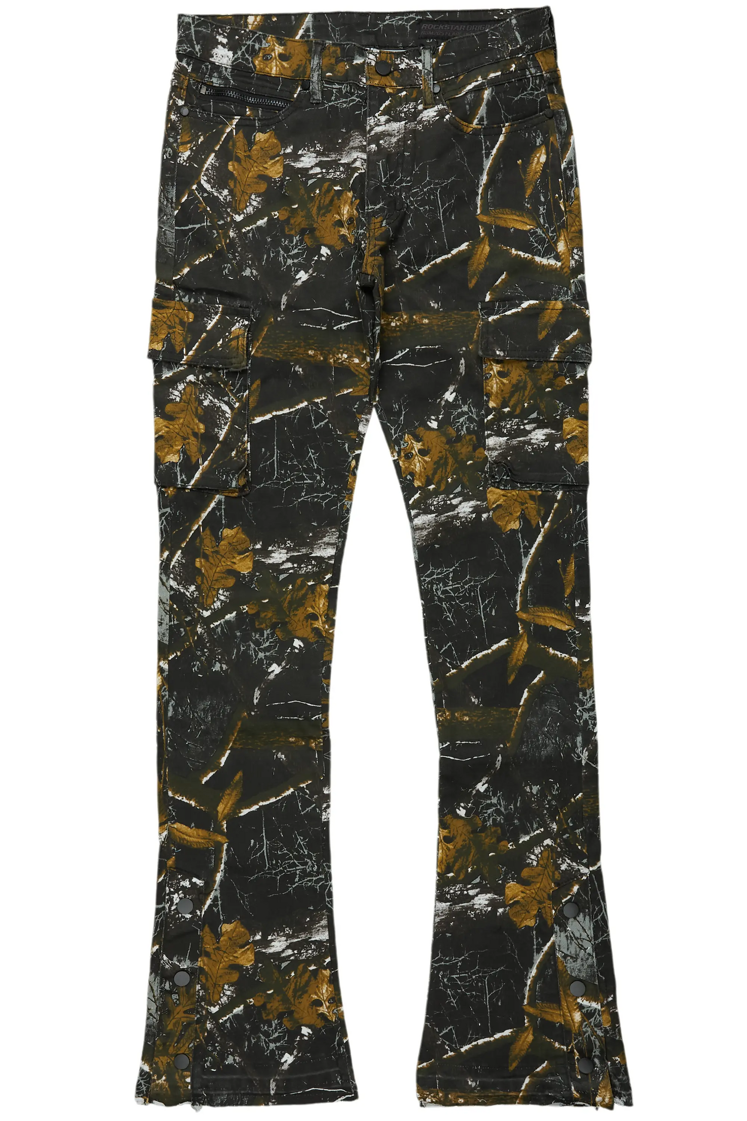 Waage Black Tree Camo Cargo Stacked Flare Jean