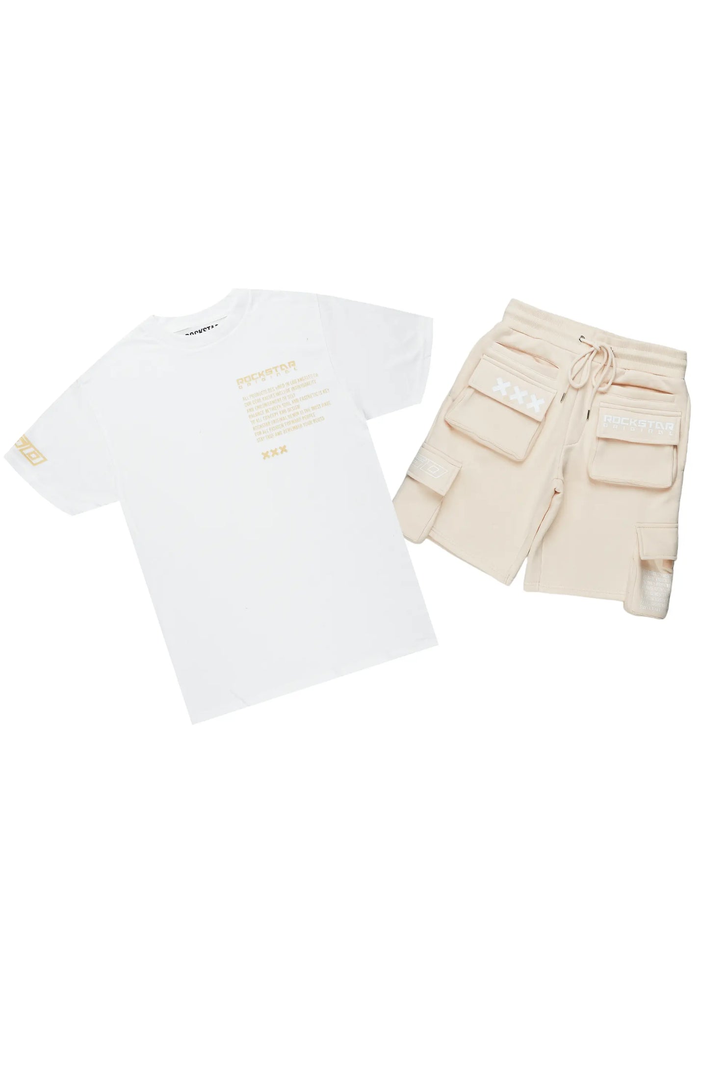 Jash White/Beige Short Set