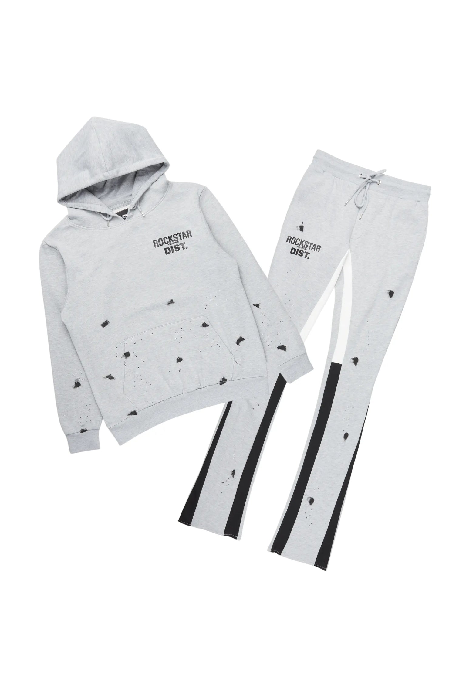 Raffer Grey/White Hoodie/Stacked Flare Pant Set